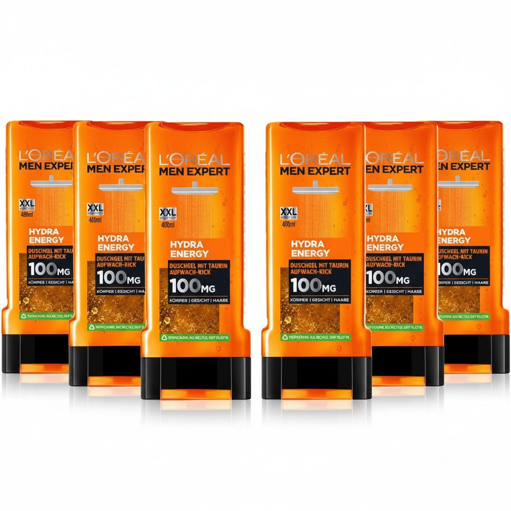 L'ORÉAL PARIS MEN EXPERT Duschgel Hydra Energy Aufwach-Kick, 6-tlg., mit Minze