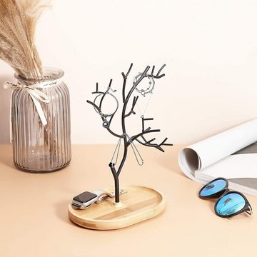 Lubgitsr Schmuckständer Schmuckbaum aus Holz und Metall - Schmuckständer für Ketten Ringe (1 St)