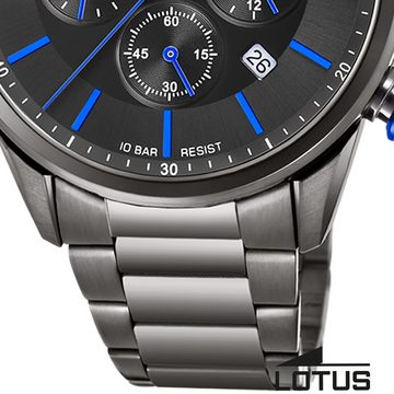 Lotus Quarzuhr Lotus Herrenuhr Khrono Armbanduhr, (Analoguhr), Herren Armbanduhr rund, groß (ca. 43mm), Edelstahl, Luxus