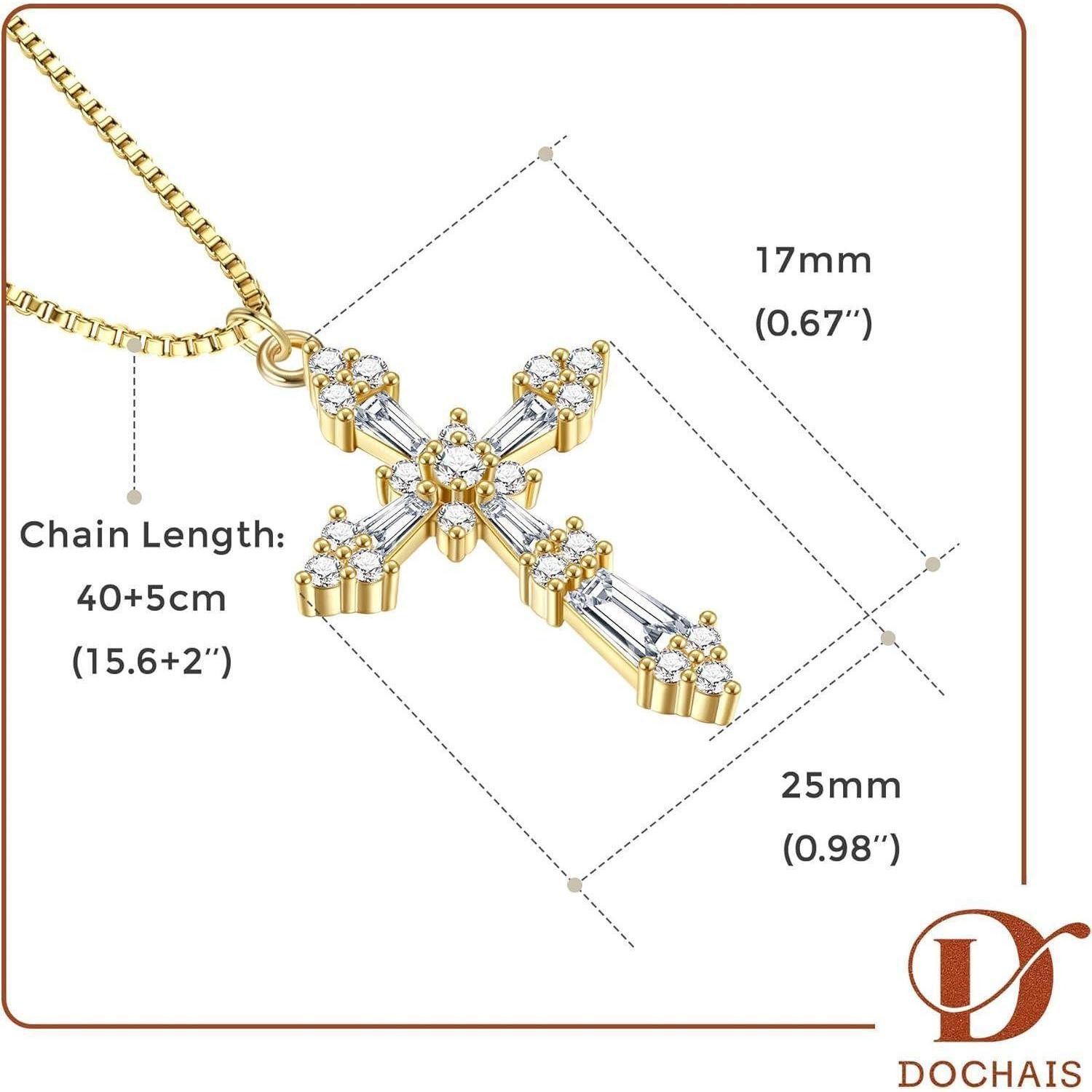 LuxusKollektion Kreuzkette Kreuz Kette Damen 14K Gold Vergoldet Halskette Silber Modeschmuck