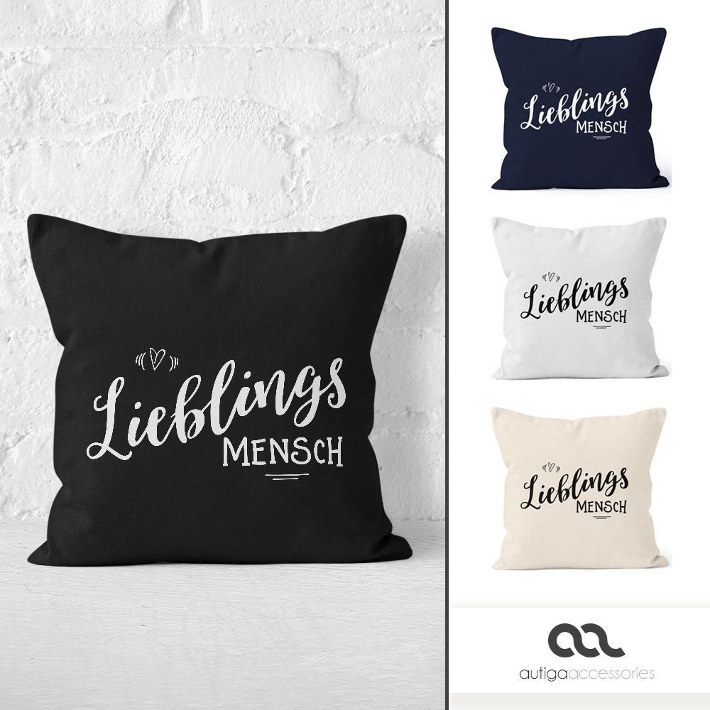 MoonWorks Dekokissen Kissenbezug Lieblingsmensch Geschenk Freundschaft Partner Freundin
