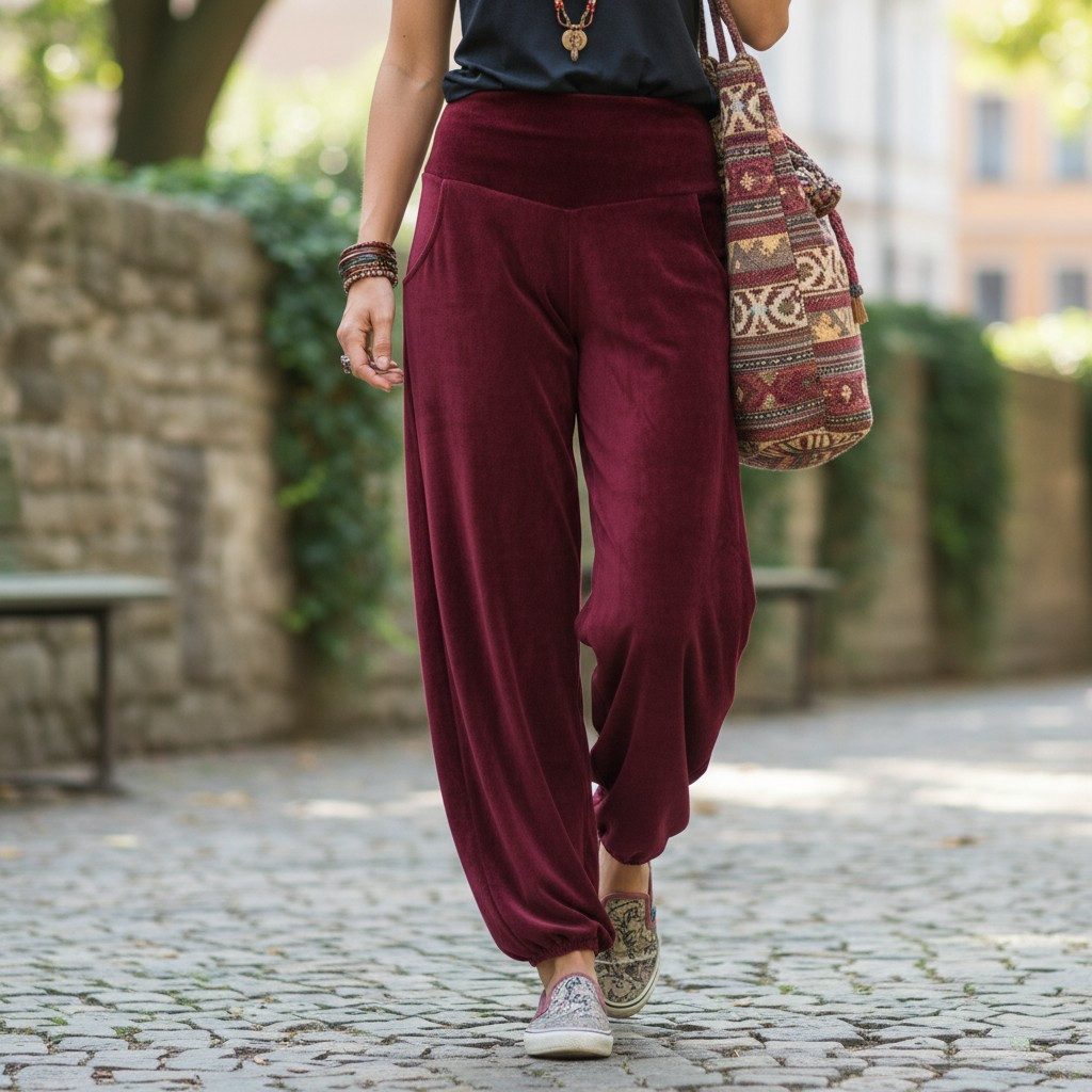 Guru-Shop Relaxhose Boho Samt Pluderhose, Wohlfühlhose, Yogahose -.. altern günstig online kaufen