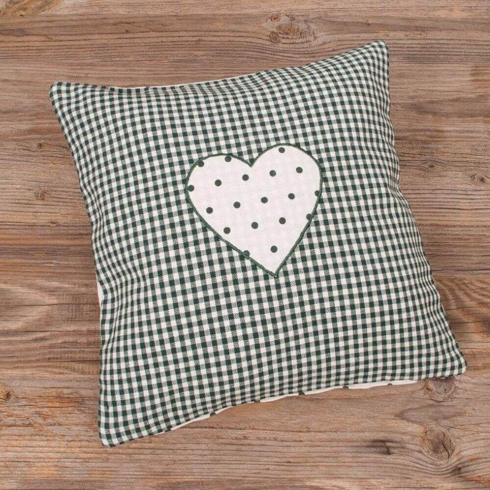 Kissenbezüge Kissen-Bezug 30x30 cm Landhaus-Stil grün weiß kariert Baumwolle