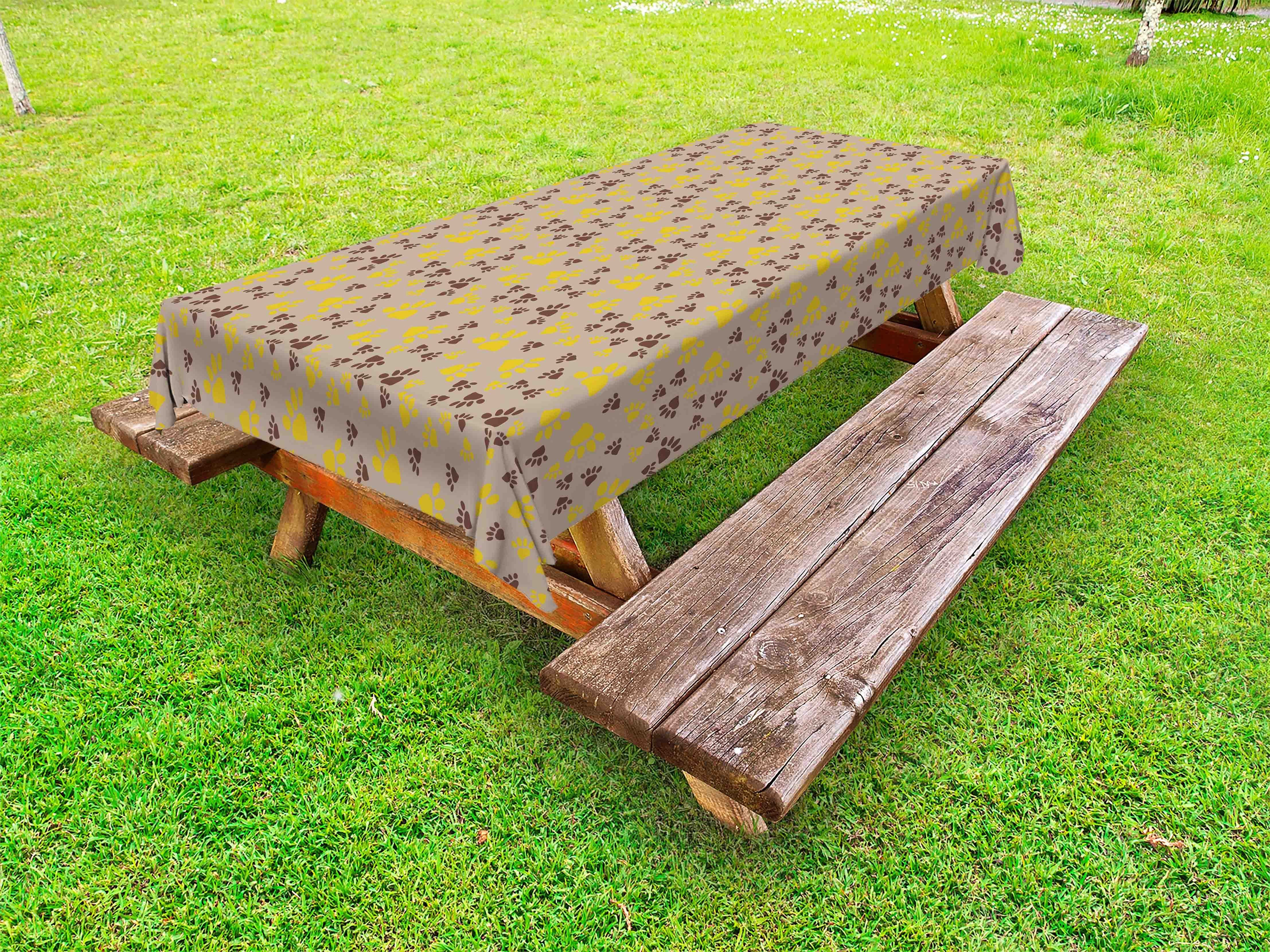 waschbare dekorative Pfotenabdruck Picknick-Tischdecke, Steps Childish Tischdecke Abakuhaus Tier