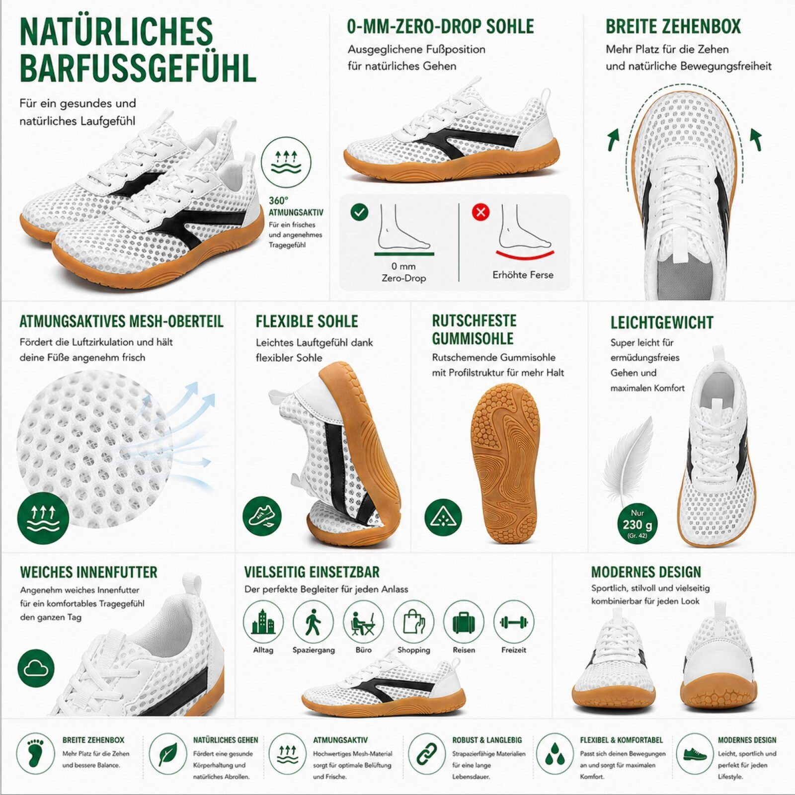 DOTALES Airflow Barfußschuhe & Barfuß Sneaker Für Damen & Herren Barfußschuh Minimalschuhe