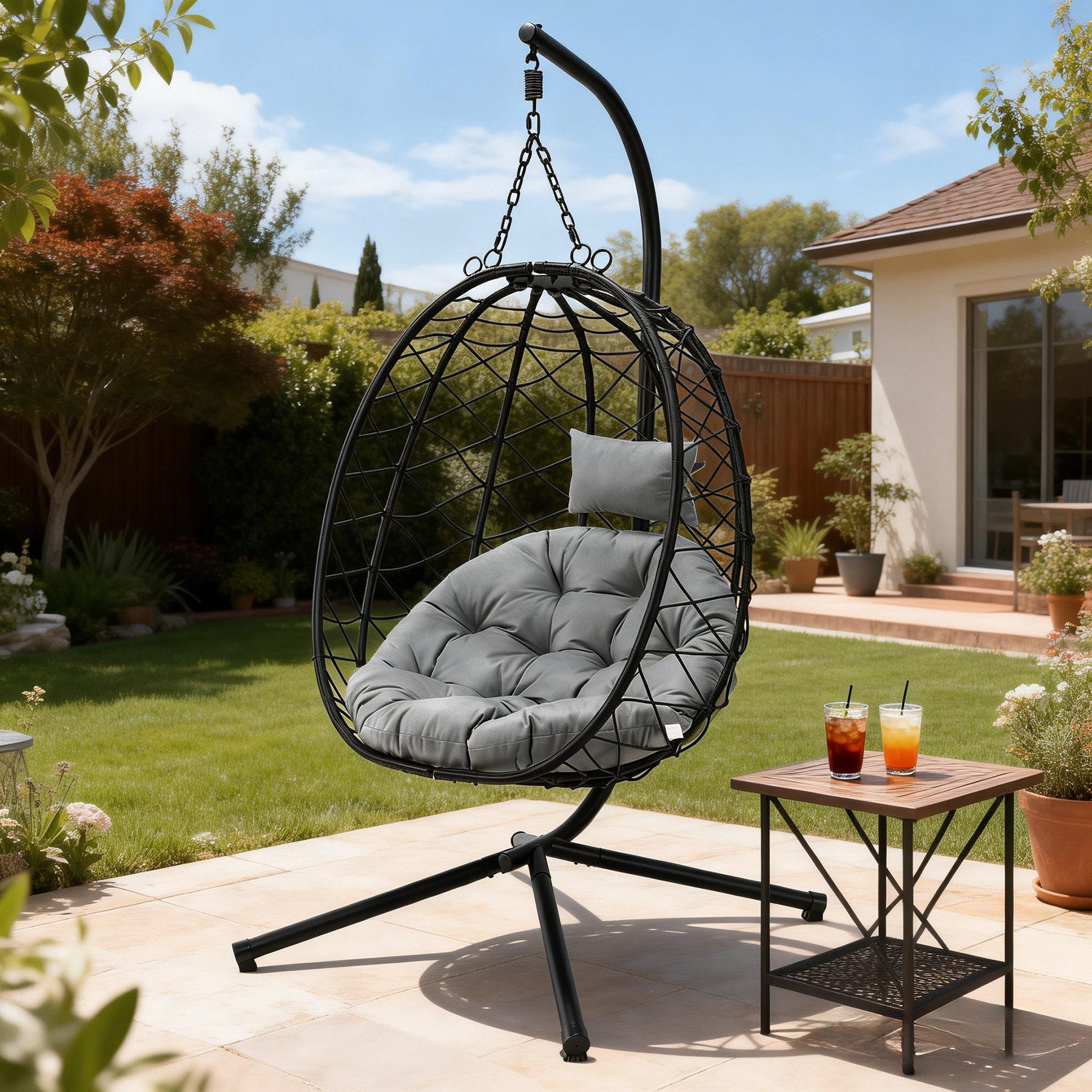 HomeMiYN Hängesessel Hängesessel Relax mit Komfortpolsterung für Innen ...