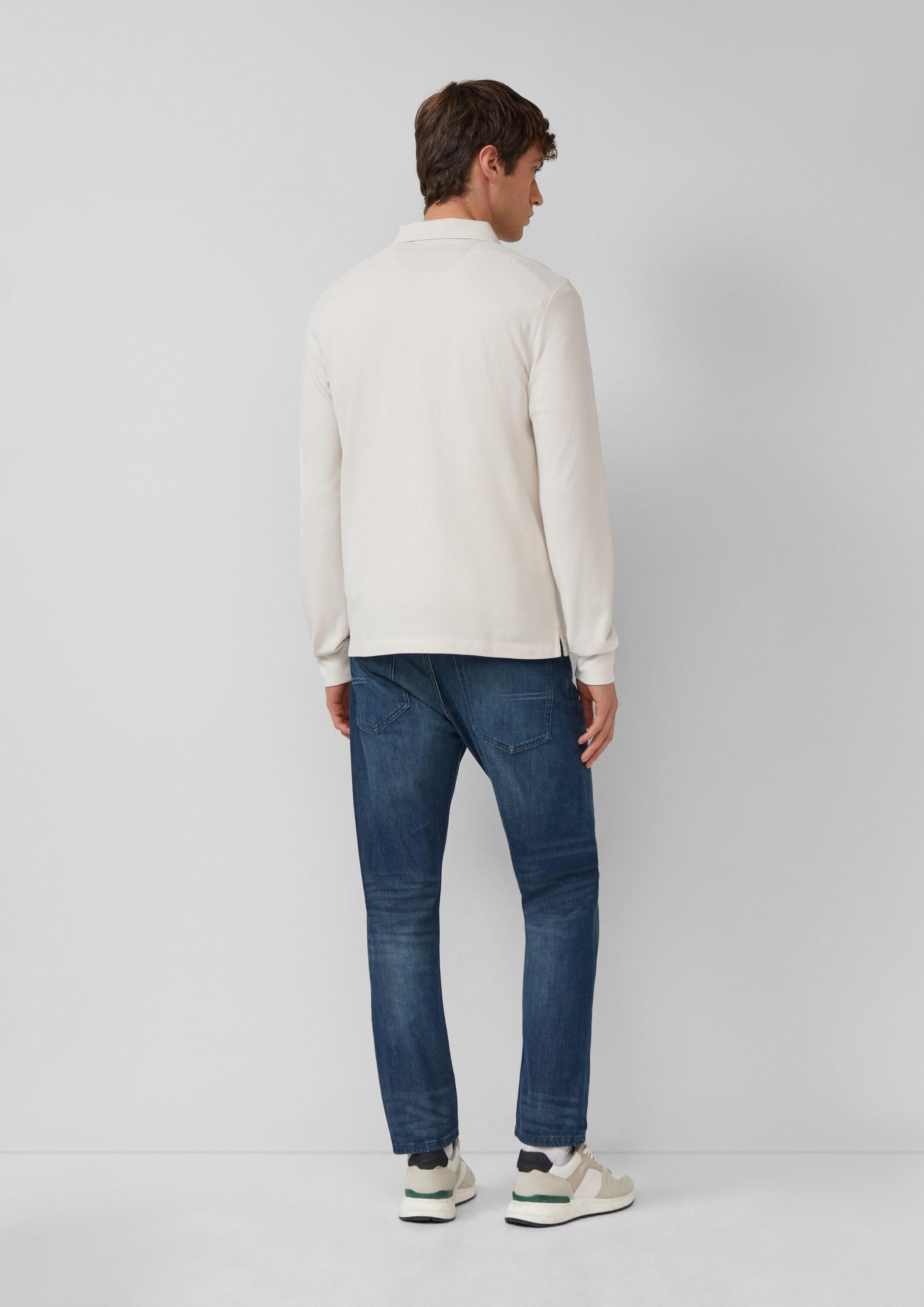 s.Oliver Langarmshirt Polo-Shirt Langarm-Poloshirt aus Baumwoll-Piqué mit Bündchen