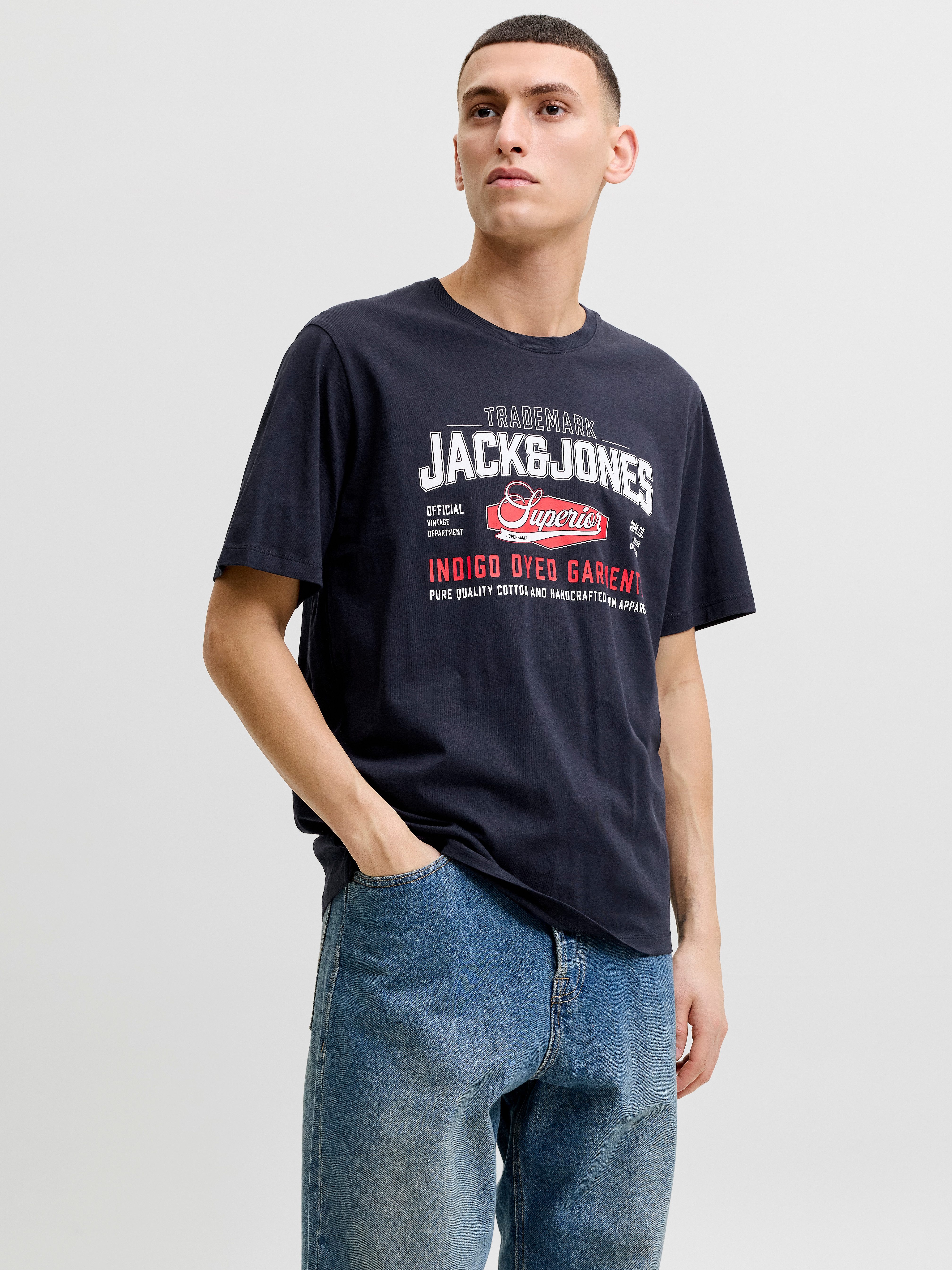 Jack & Jones T-Shirt JJELOGO TEE SS O-NECK 2 COL AW26 SN Baumwolle, regular fit
