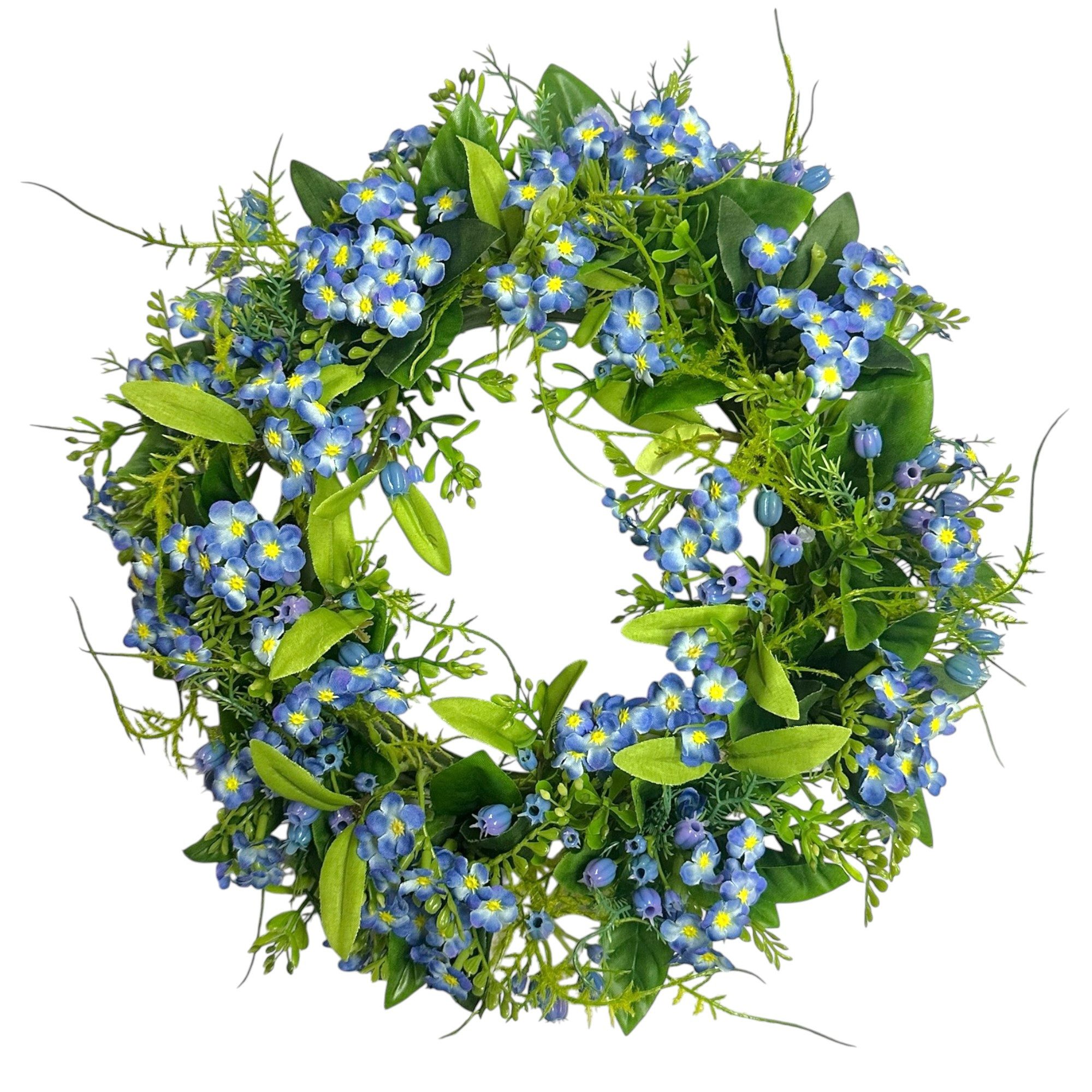 Kunstkranz Künstlicher Vergissmeinnicht-Kranz Ø 30cm, Blumenkranz Türkranz Deko, naninoa GmbH