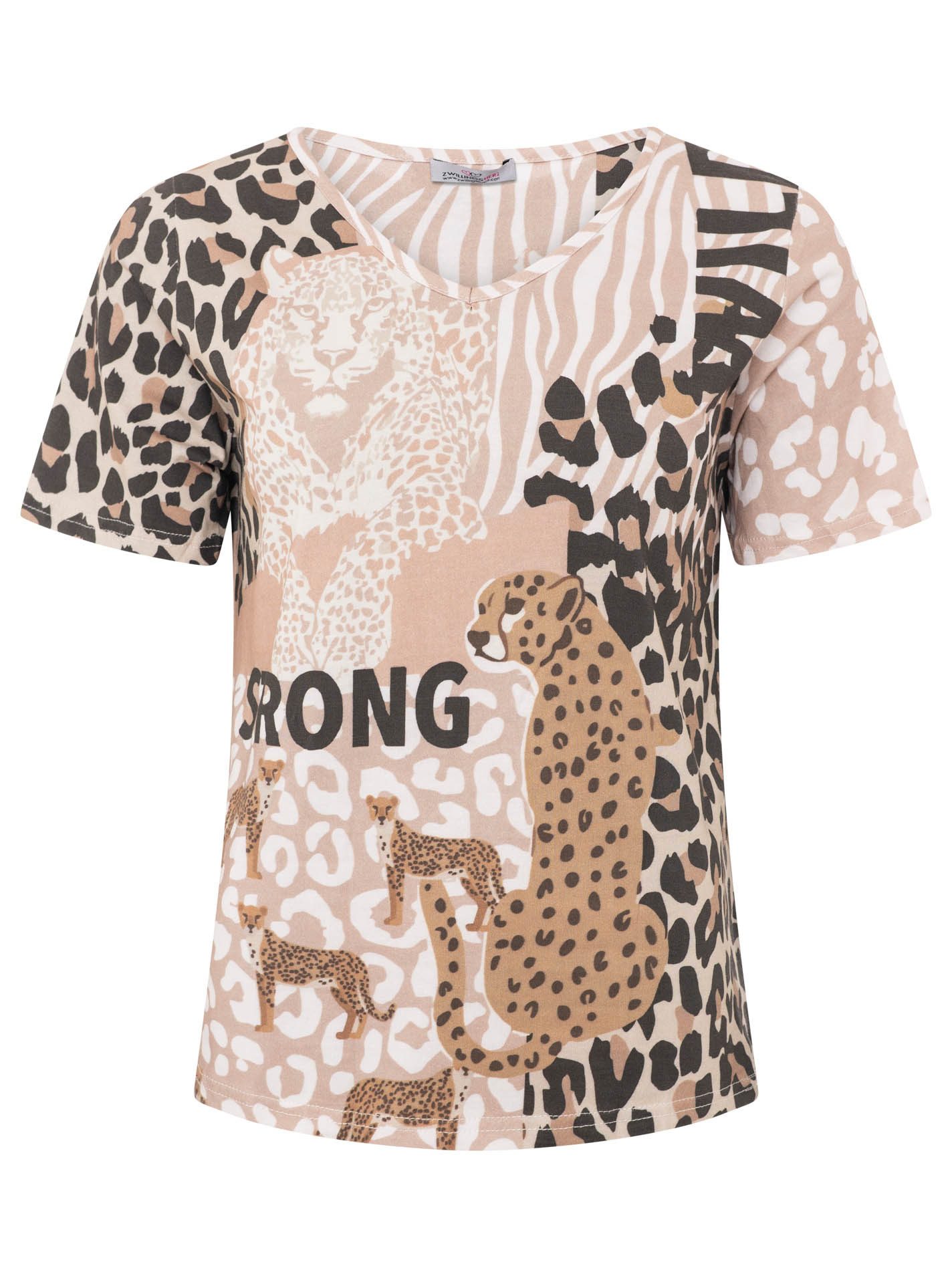 Zwillingsherz T-Shirt "Strong" Mustermix mit Leopard, Rundhals, kurzarm günstig online kaufen