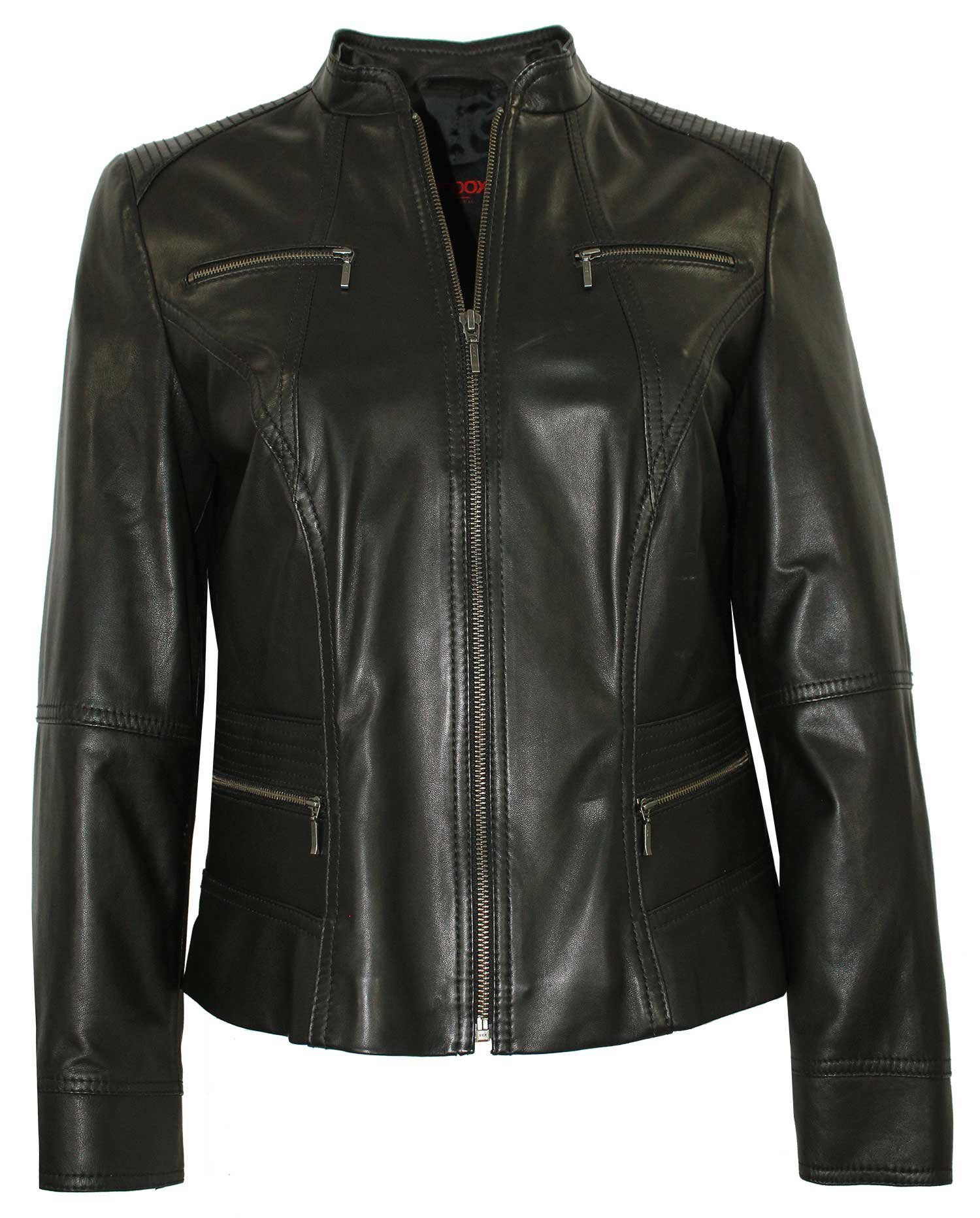 Maddox Lederjacke Clari MADDOX - Damen Lederjacke Lammnappa schwarz