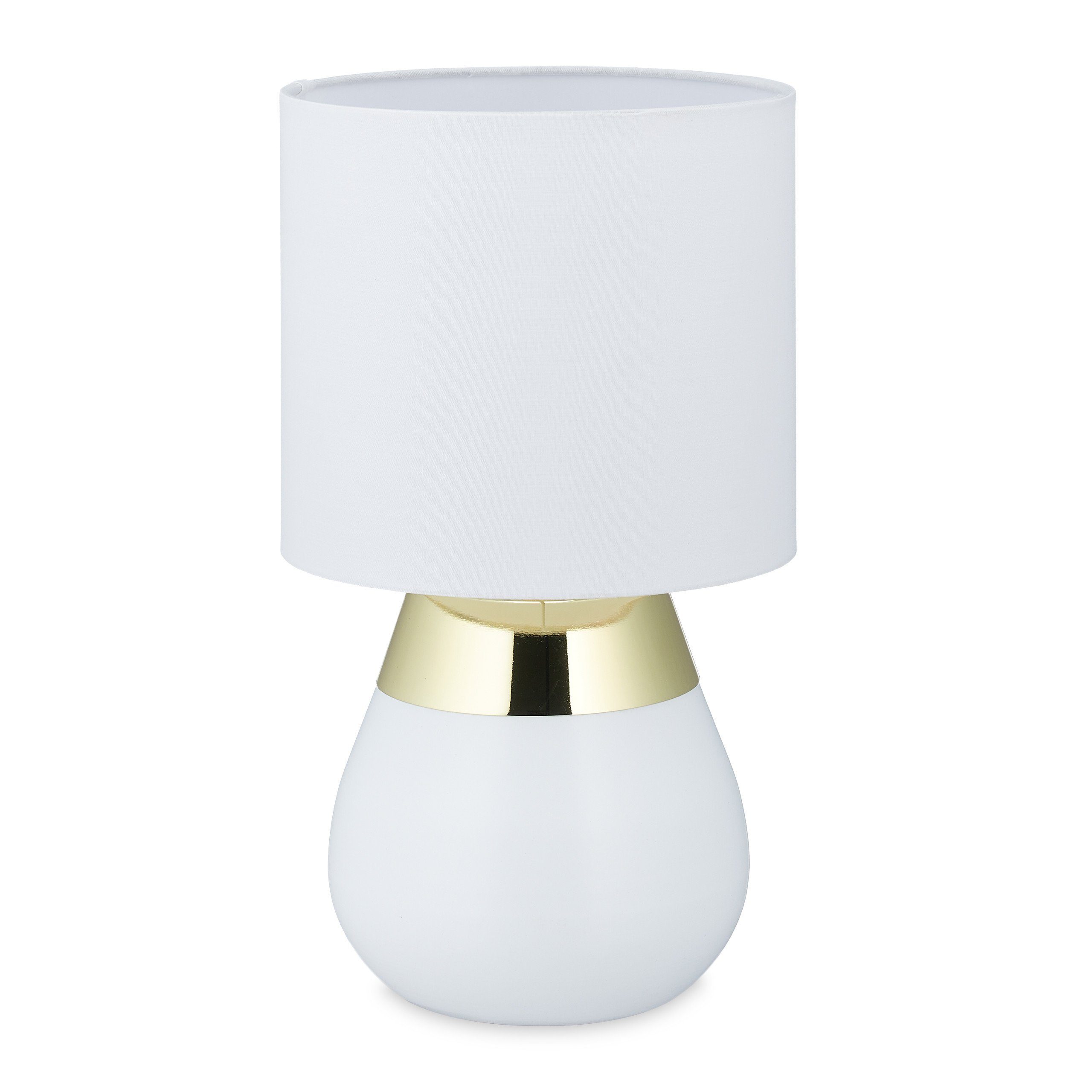 Weiß Gold Ovale mit Tischleuchte Tischlampe Gold Touch, relaxdays