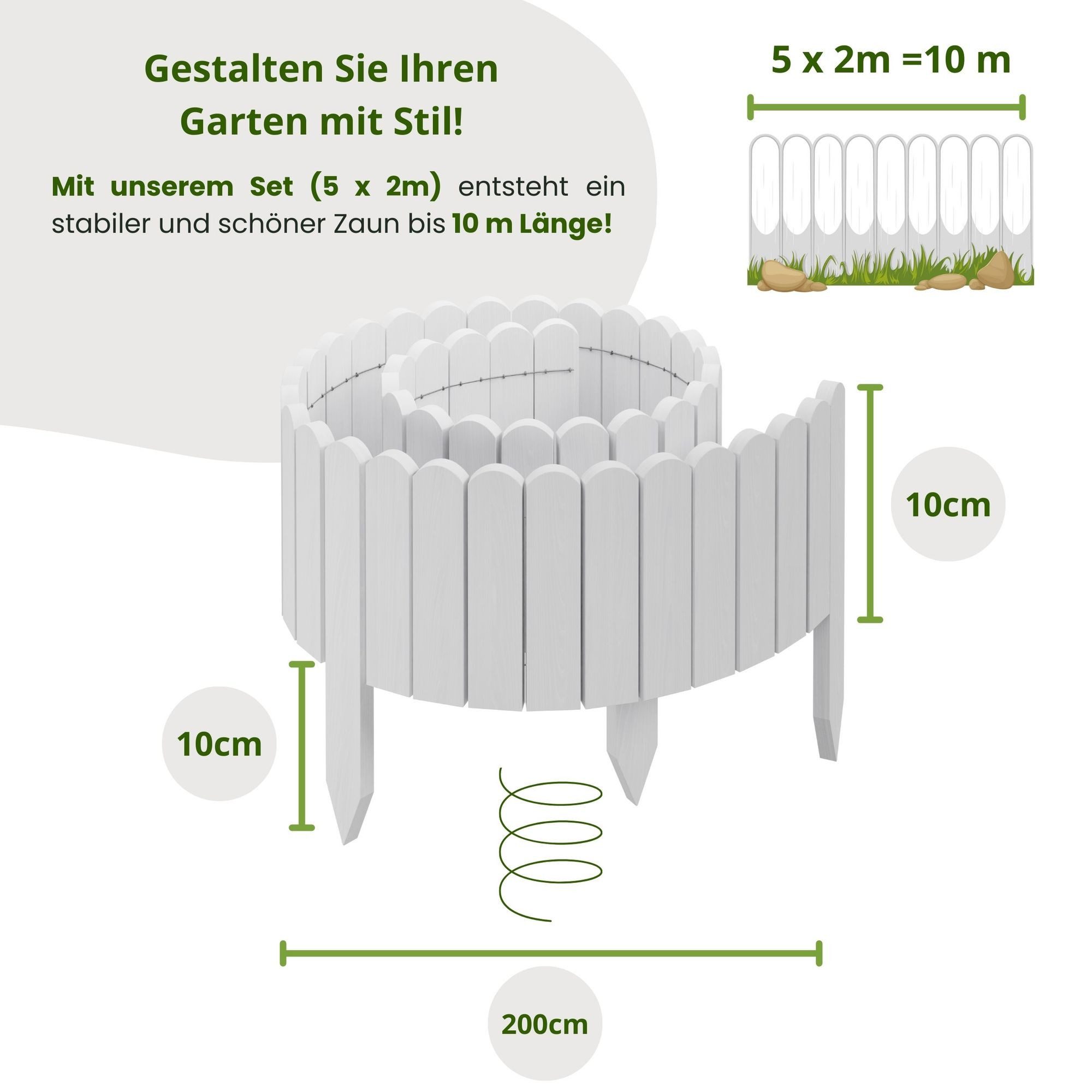 Floranica Beetbegrenzung Rollborder Flexibler Holzzaun aus günstig online kaufen
