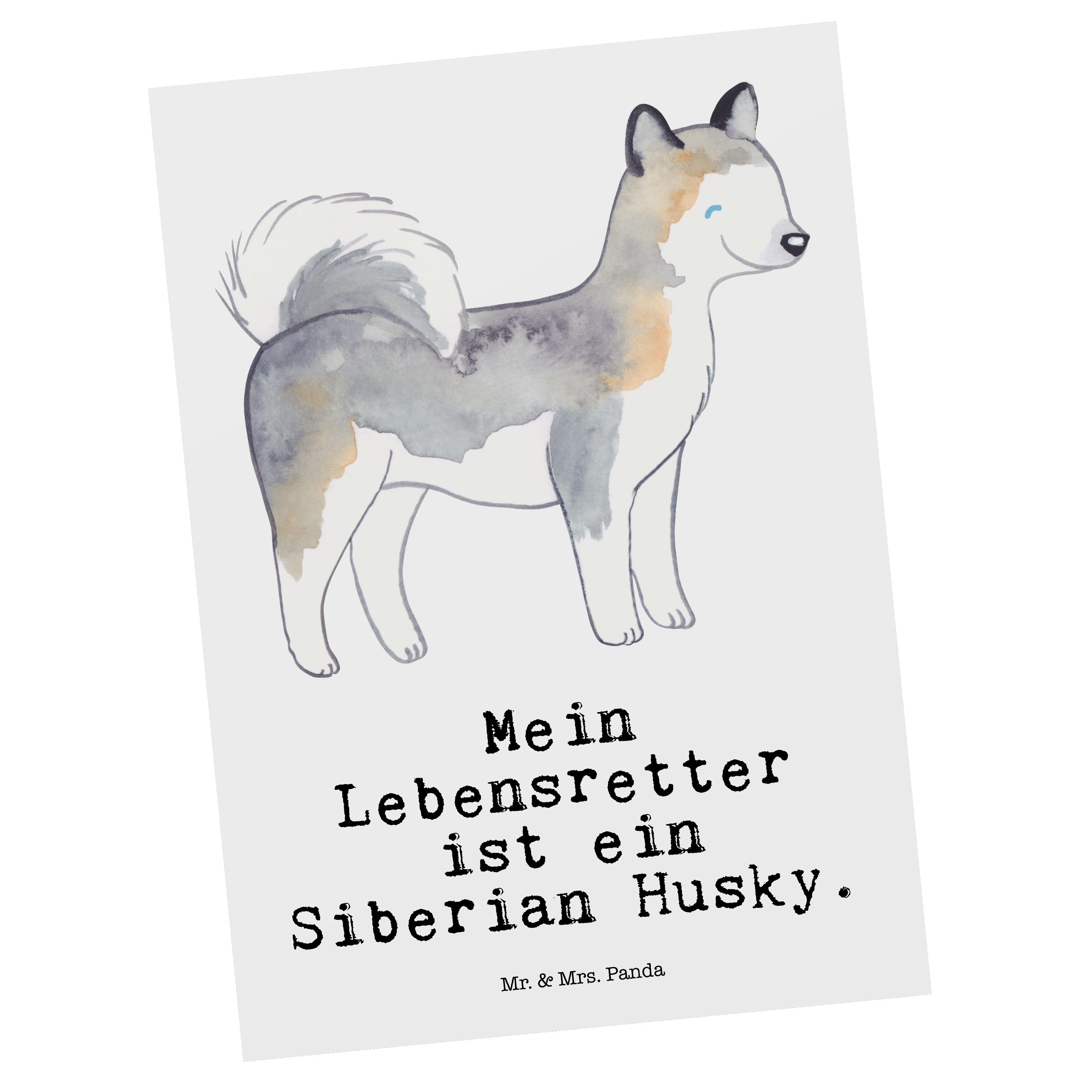 Mr. & Mrs. Panda Postkarte Siberian Husky Lebensretter - Weiß - Geschenk, Schenken, Einladung, R