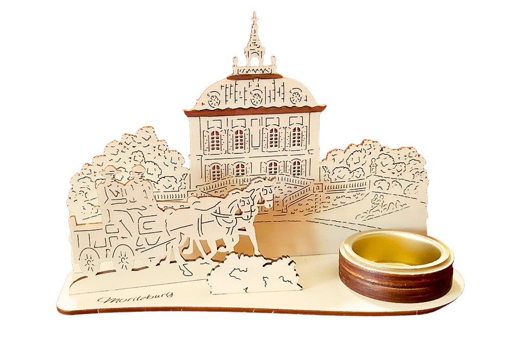 DeColibri Teelichthalter Teelichthalter Dresden Moritzburg Fasanenschlösschen Schwibbogen (Packung), Holzkunst aus Sachsen, für Teelichte geeignet