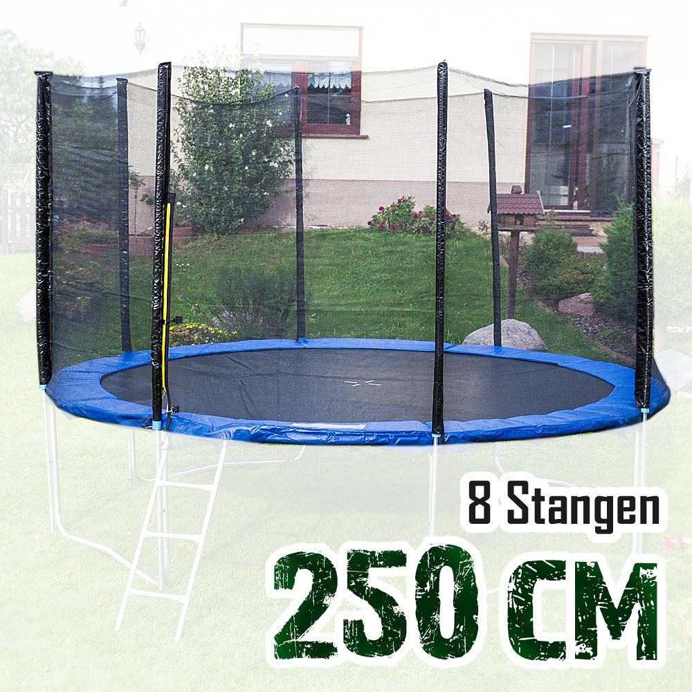 Trampolin-King Trampolinnetz für 250cm Trampoline (8 Stangen, 165cm hoch) (MS-14464)