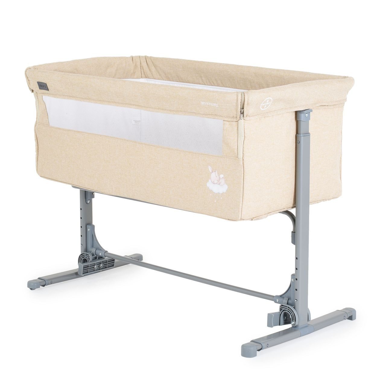 Moni Komplettbett Beistellbett Mystery Babywiege, Schaukelfunktion 5-fach höhenverstellbar