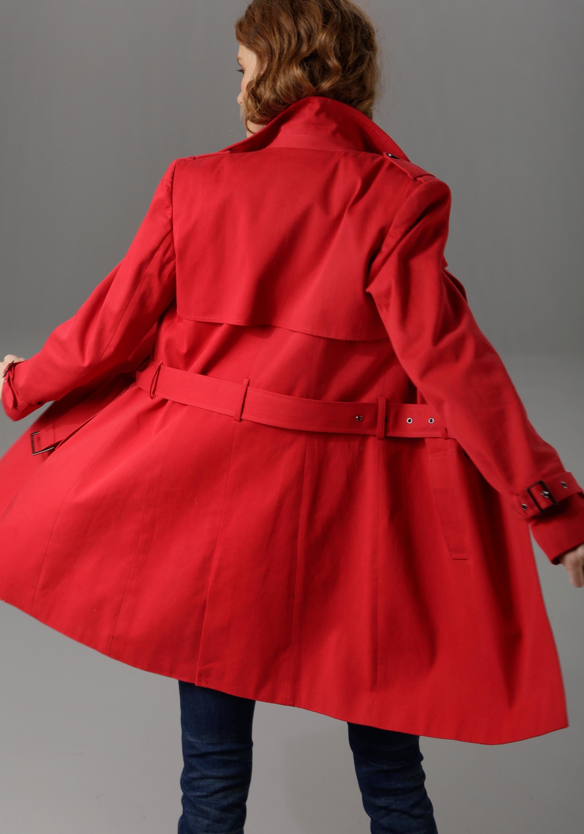 Aniston CASUAL Trenchcoat rot zum Regulieren mit Gürtel