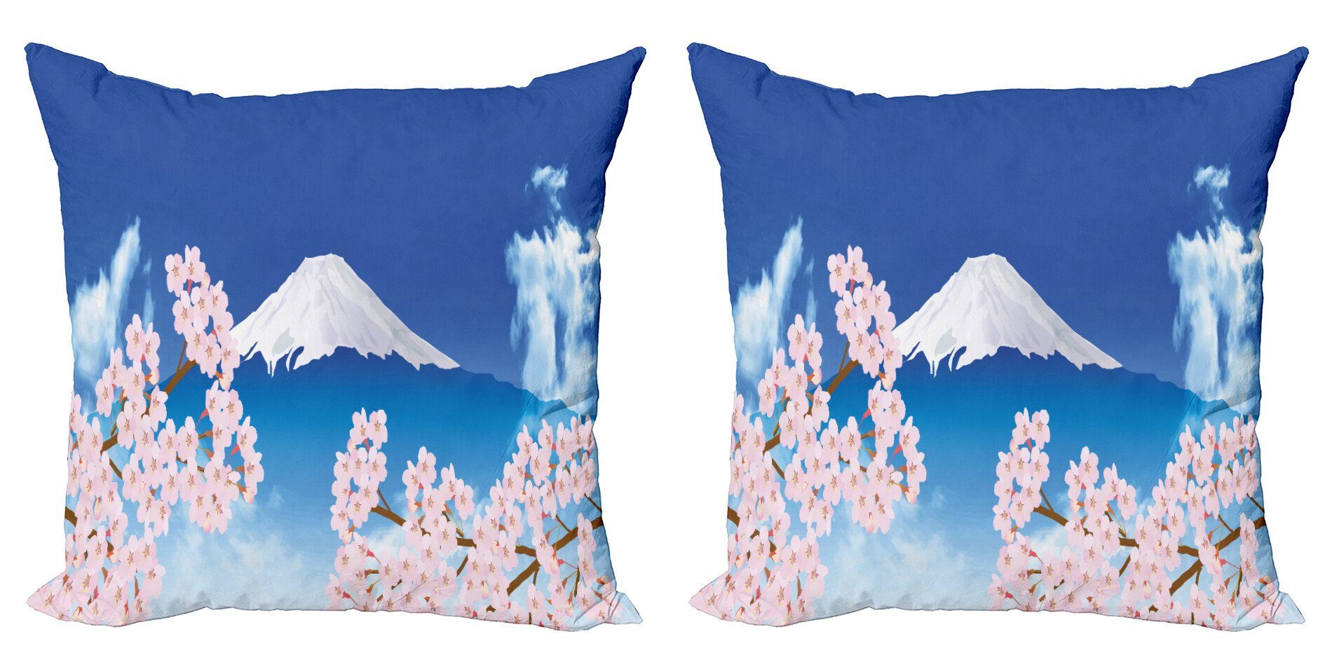 Kissenbezüge Modern Accent Doppelseitiger Digitaldruck, Abakuhaus (2 Stück), Blau Und Pink Mt. Hill und Sakura