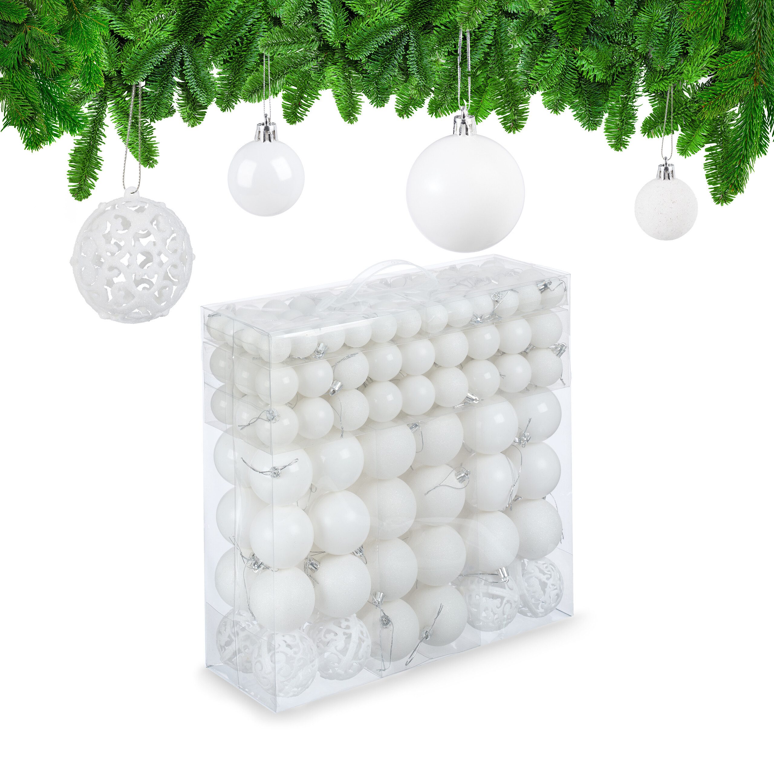 relaxdays Weihnachtsbaumkugel Новогодние шары im 150er Set, weiß