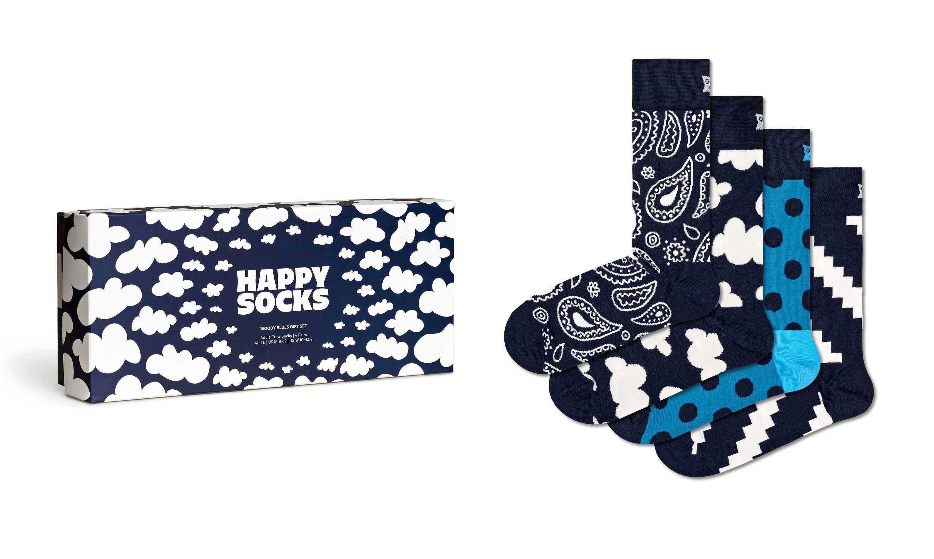 Pack Socken, Blues Geschenkbox Happy Moody Unisex Socks Kurzsocken 4er