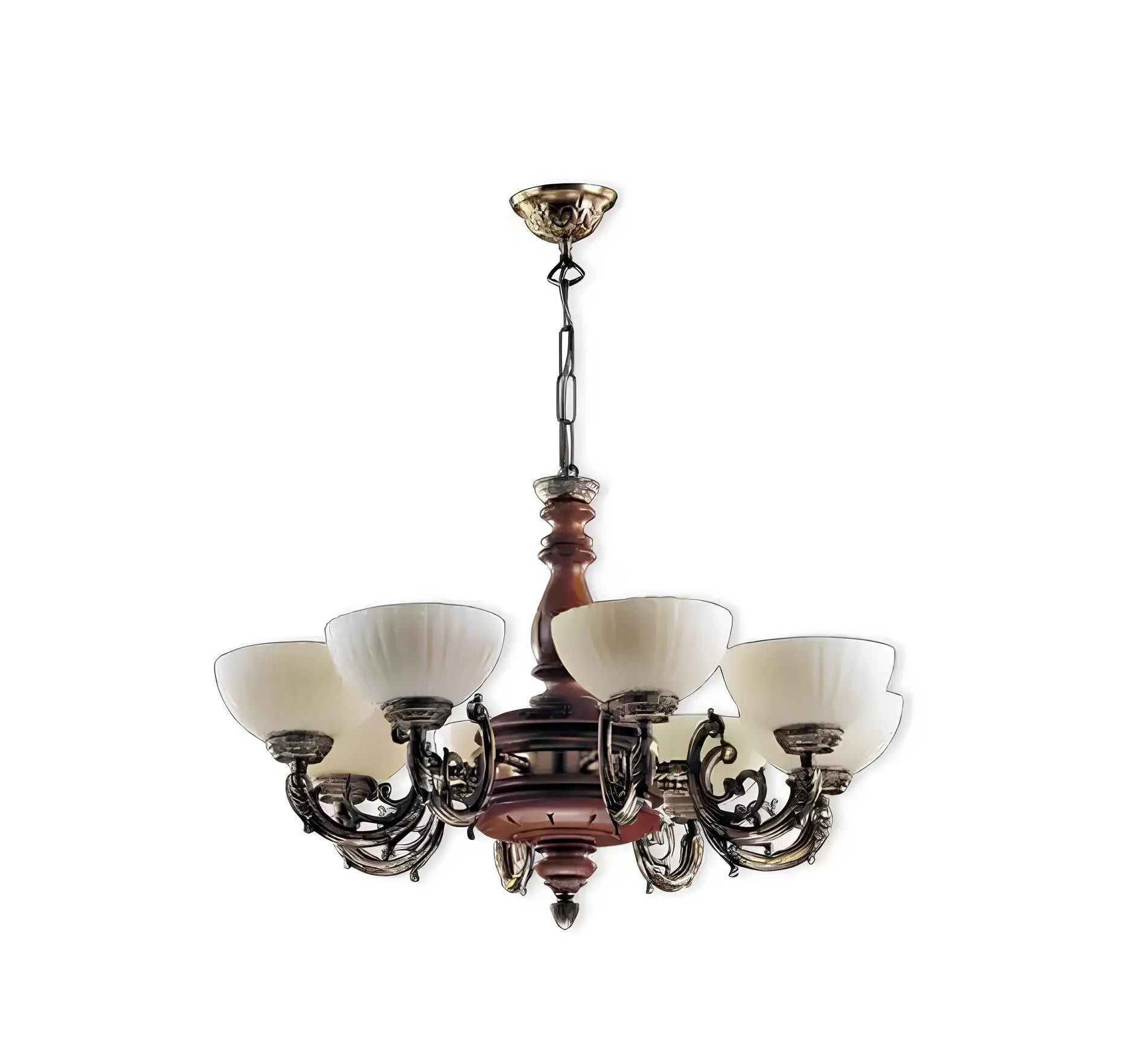 JVmoebel Hängeleuchte Kronleuchter aus Holz in Braun mit klassischem Design, Leuchtmittel wechselbar, Made in Europa