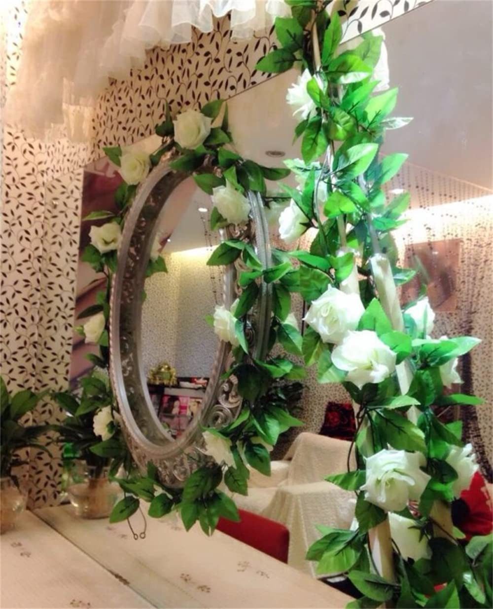 Kunstblumenstrauß 2 x 2.3m Künstlich Blumen Girlande Deko Kunstblumen Hänge günstig online kaufen