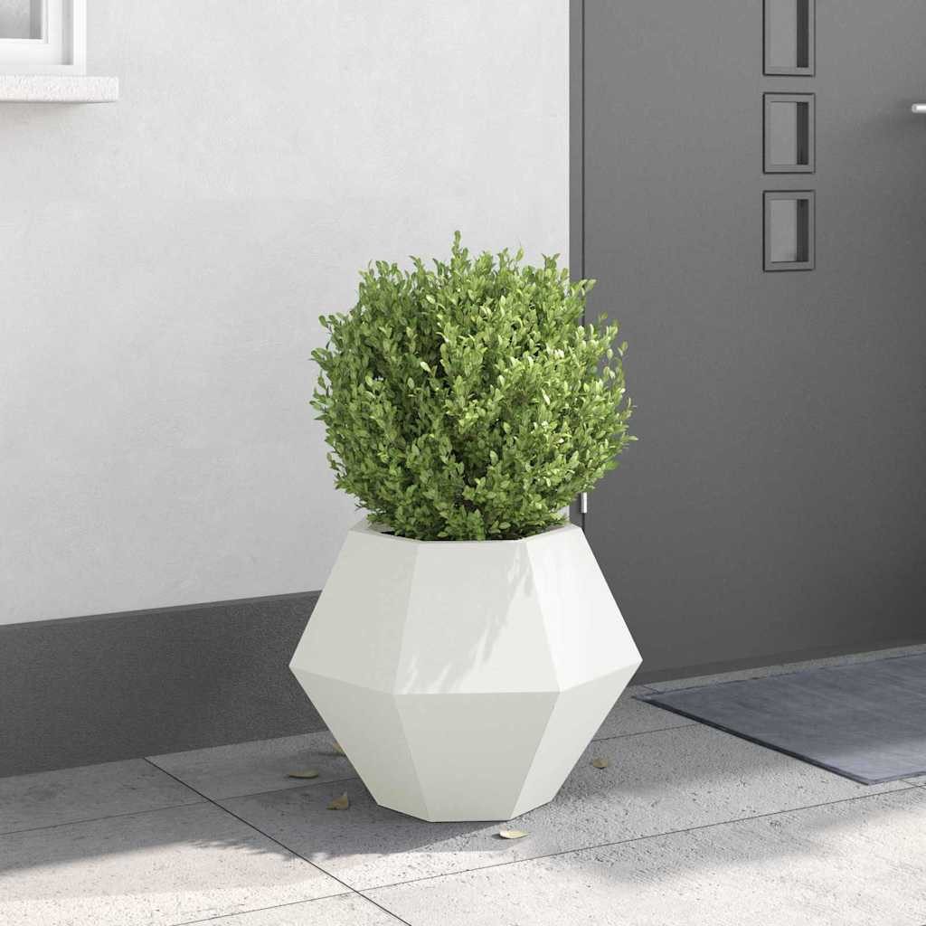 vidaXL Blumentopf Pflanzkübel Weiß 50 x 50 x 40 cm Stahl (1 St)