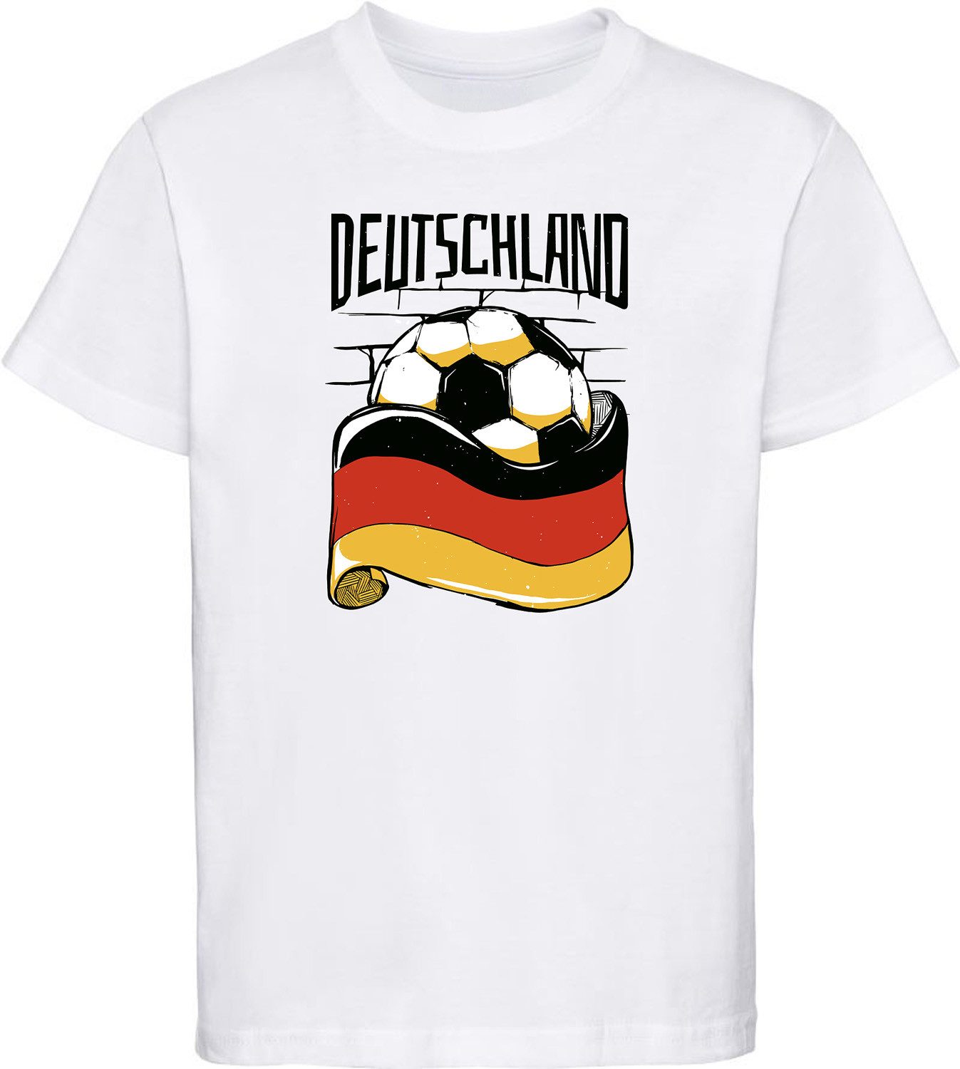 T-Shirt Kinder Fussball Print Shirt - Deutschland Fahne mit Fussball