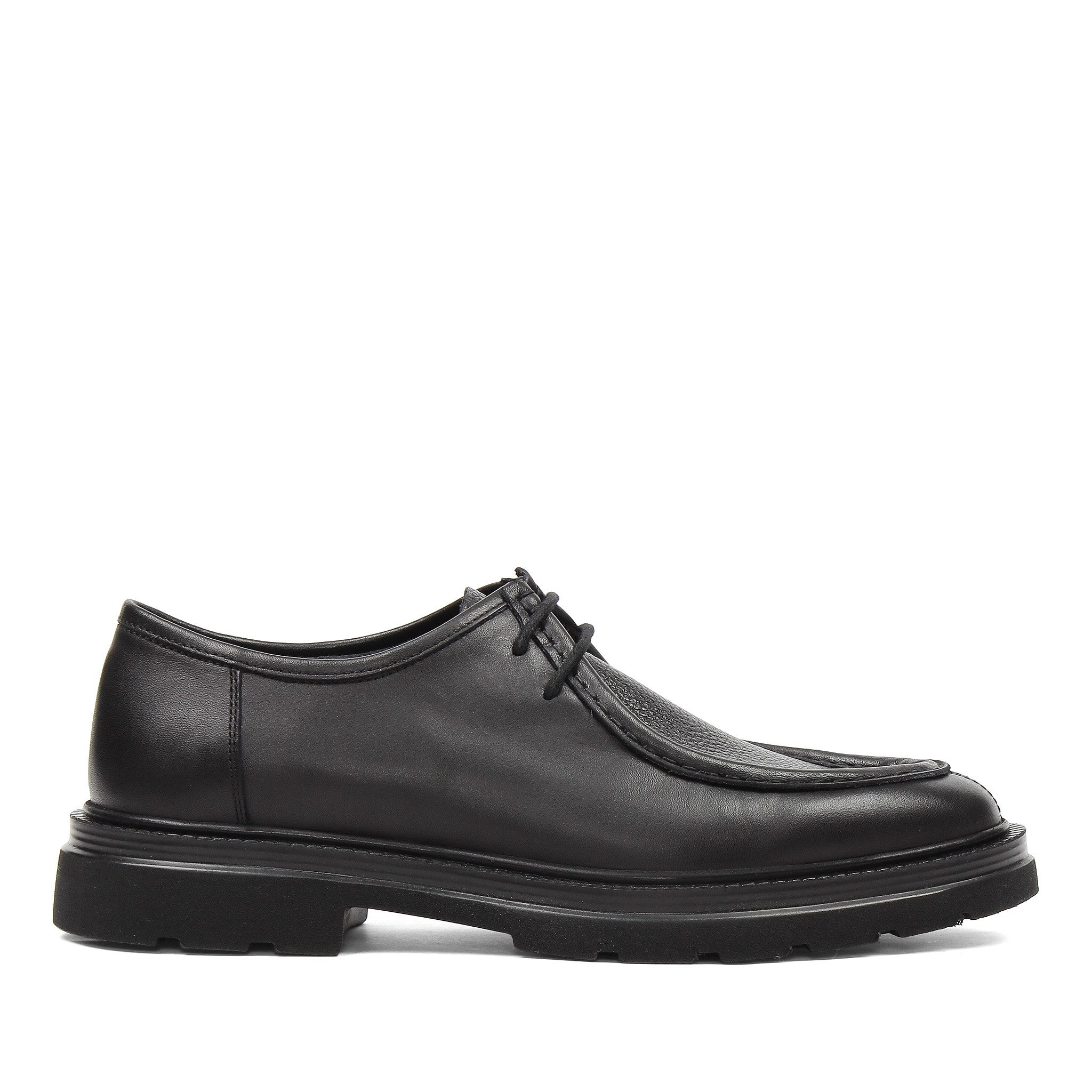 Celal Gültekin Plateau Blockabsatz Profilsohle Schnürer Herren Schnürschuh Narbenleder, Echtleder-Futter & Decksohle, Schwarz, 44