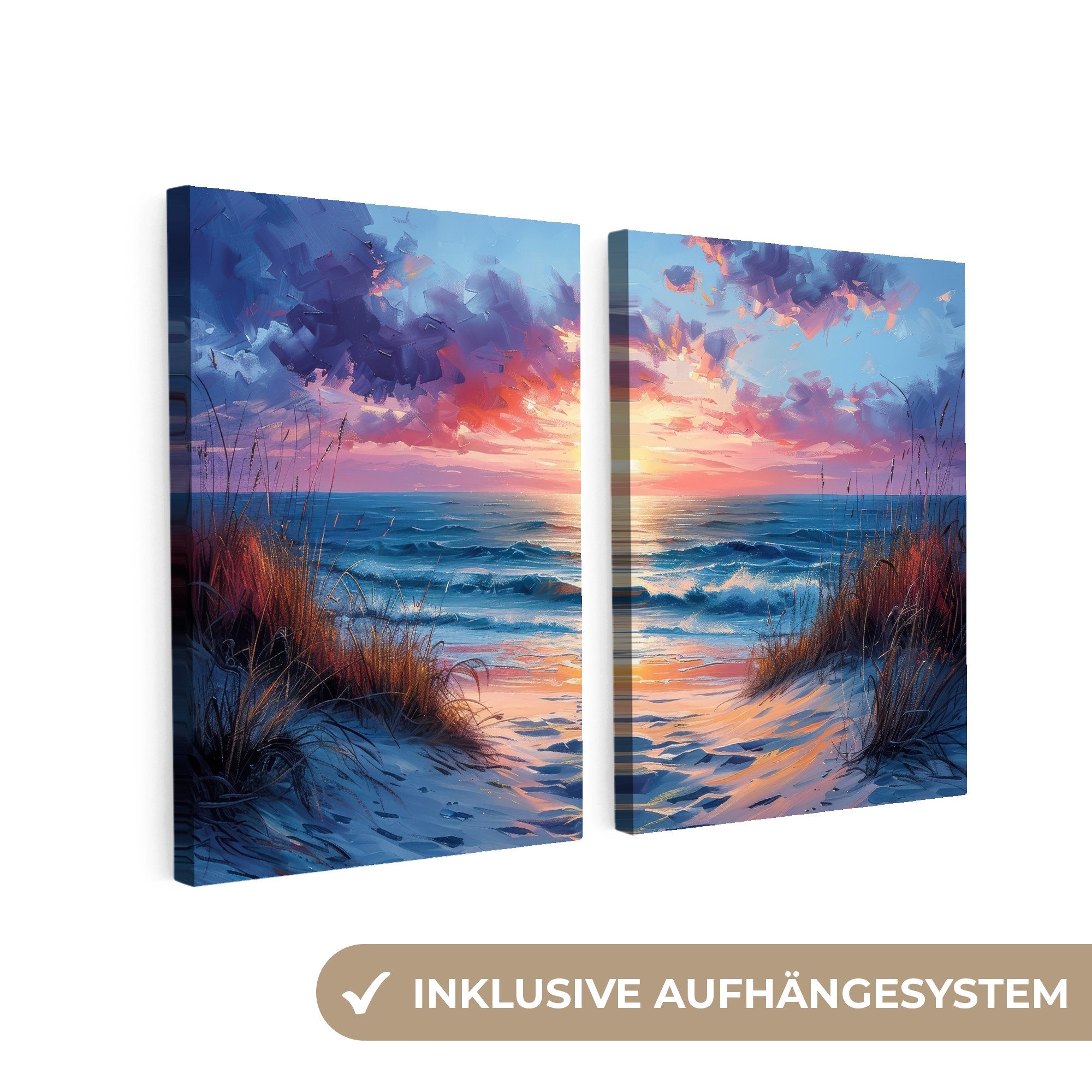 MuchoWow Leinwandbild Strand - Blau - günstig online kaufen