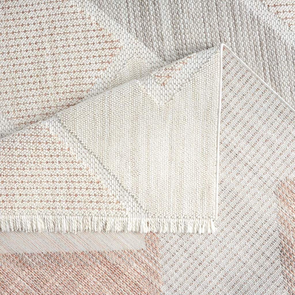 Carpet City Teppich LINDO 8877, rechteckig, Höhe: 11 mm, Kurzflor, Hochtief-Muster/ 3D-Effekt, Fransen, Boho-Stil, Wohnzimmer