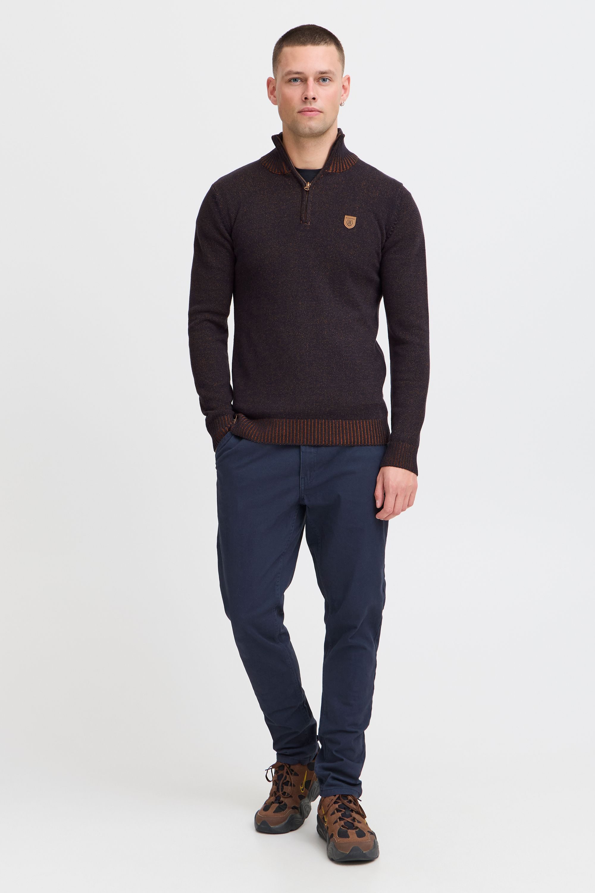 Indicode Troyer IDNathen Strickpulli mit Reißverschluss am Kragen