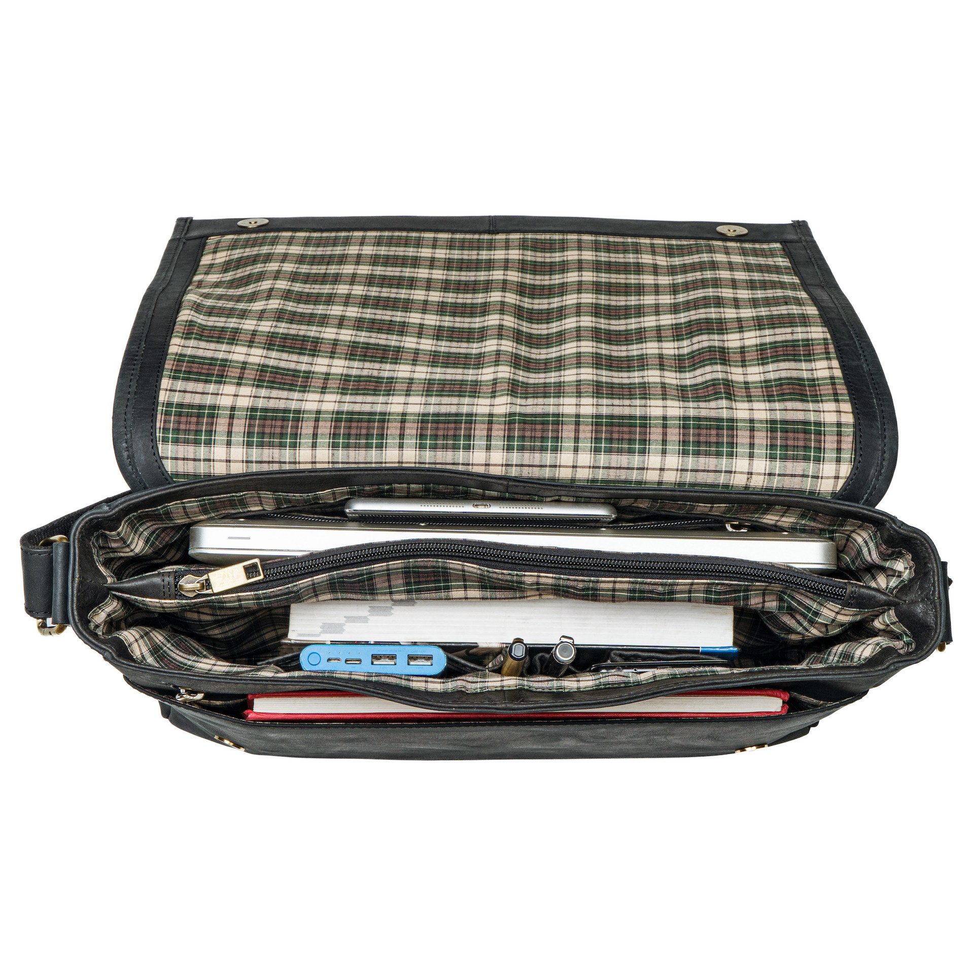 Benthill Messenger Bag Herren Umhängetasche Echt Leder Messenger Laptop Schultertasche Damen, Reißverschlussfach