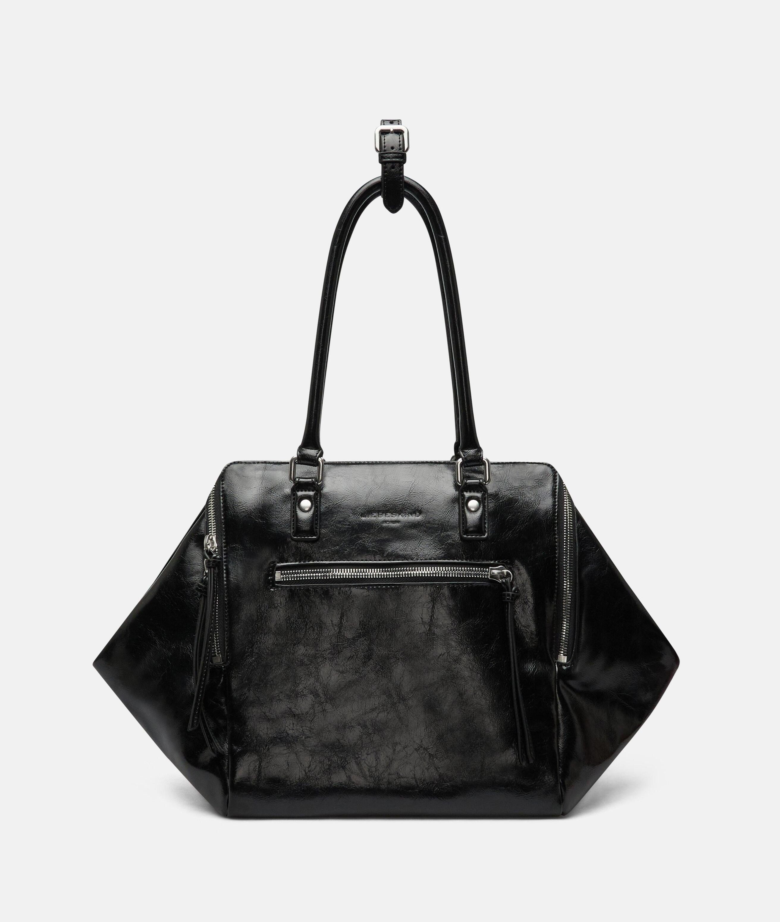 Liebeskind Berlin Schultertasche Archive Original Kayla Satchel L, Große Schultertasche in Lacklederoptik mit glossy Finish