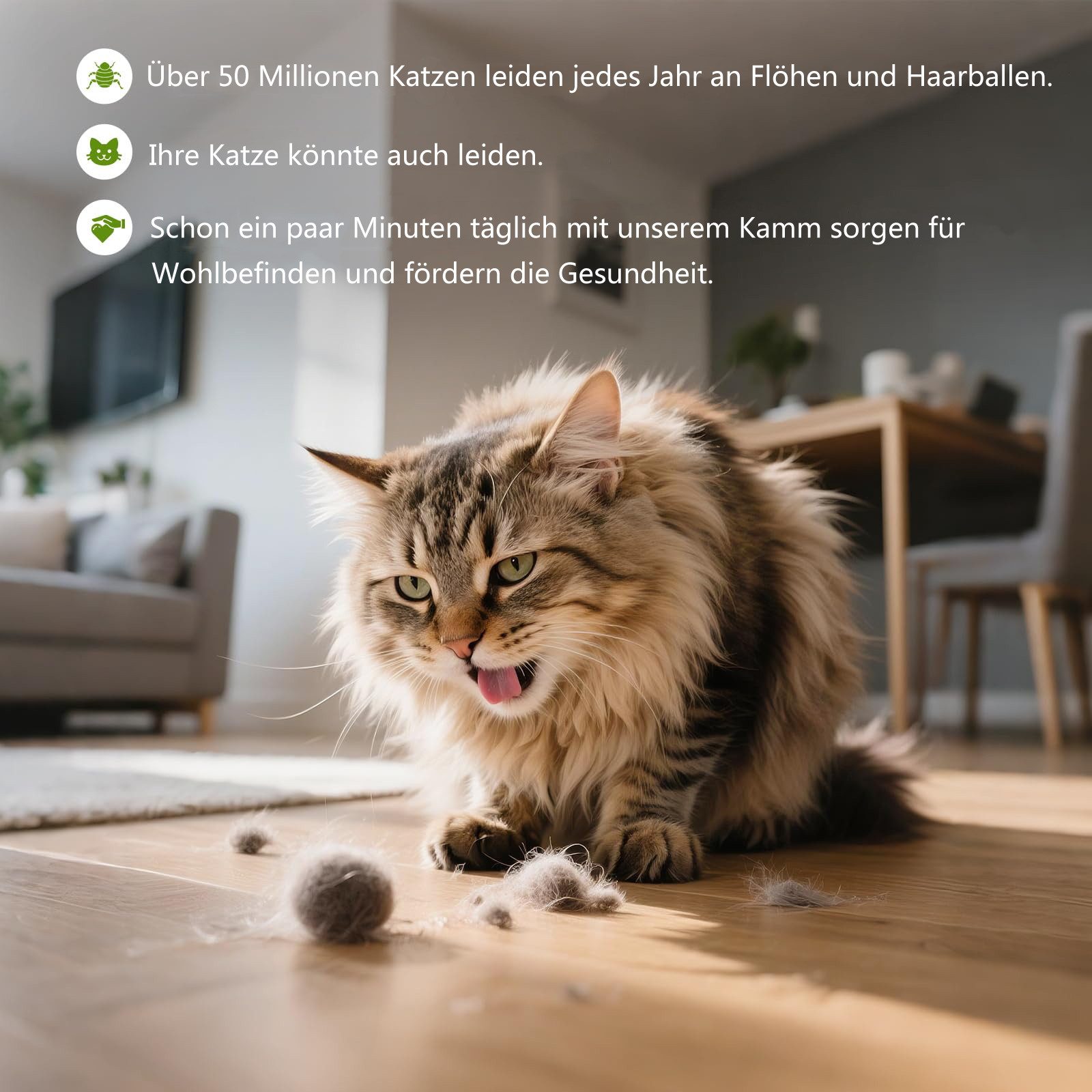 Ledander Fellbürste Bürste für katze, Katzenbürste für Fellbürste & Haustierpflege, (2-tlg), Zweizähniger und sanfter Zeckenkamm für langes und kurzes Haar