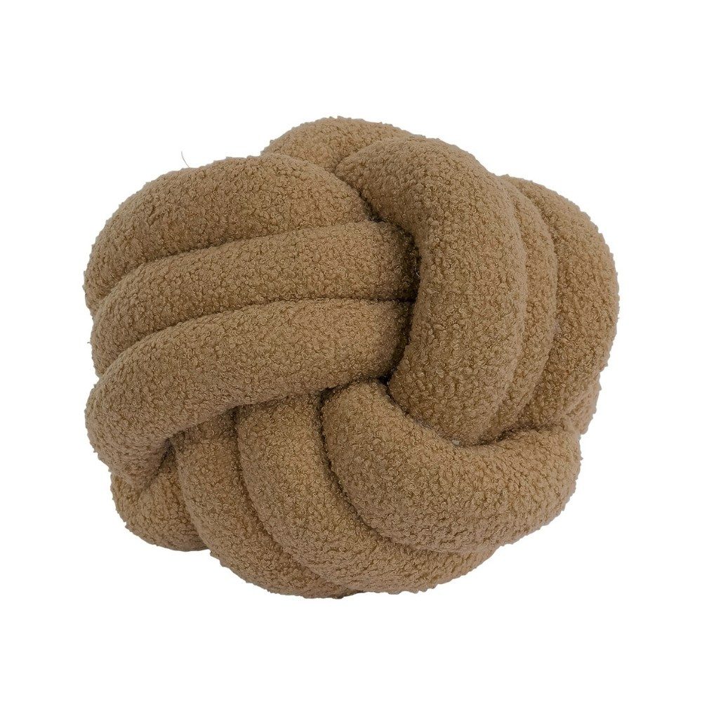 REALLaxx Dekokissen Knotenkissen, runder Knotenball, 25cm, Zierkissen mit modernem Teddy-Bezug