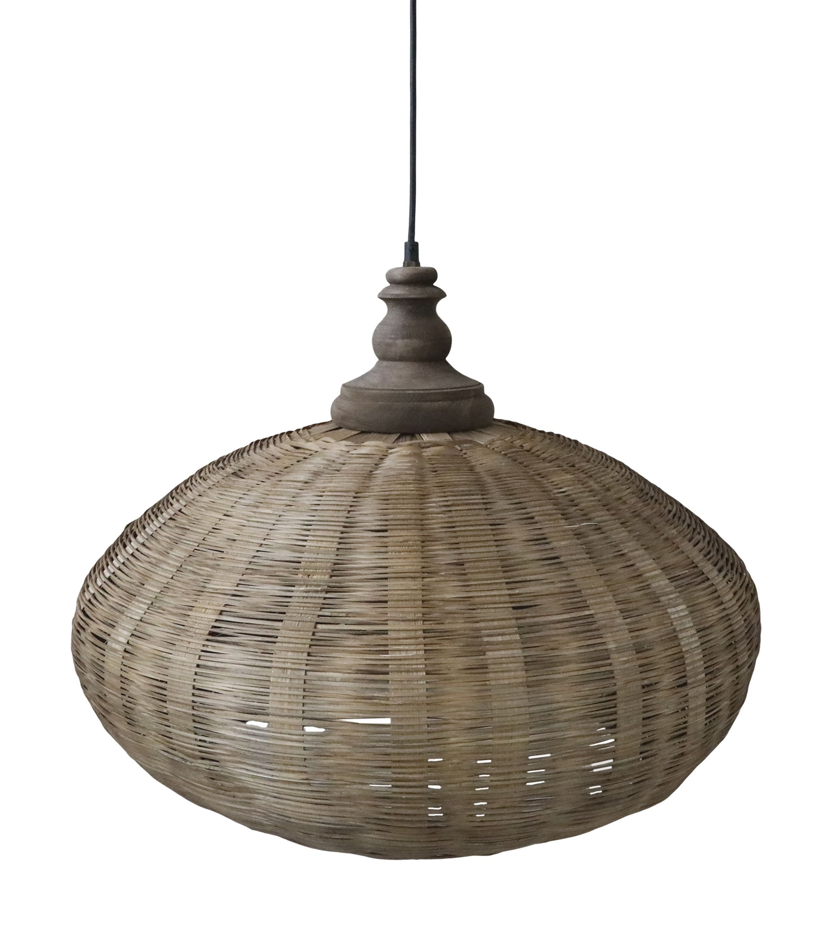 Chic Antique Hängeleuchte Chic Antique - Hängelampe Lampe D 62cm Geflochten Ratten Naturfarben
