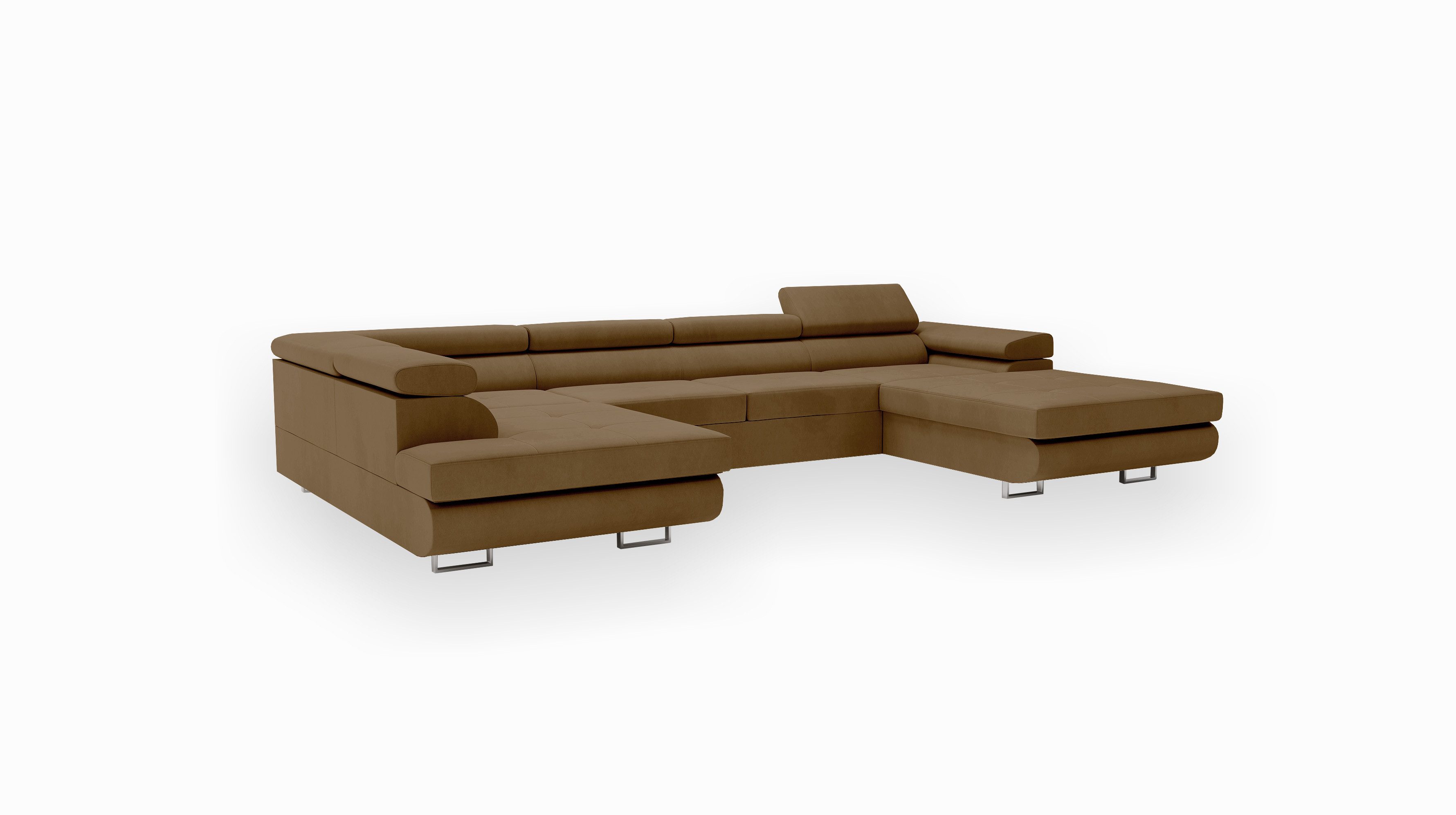 Goldstoff Wohnlandschaft mit Schlaffunktion, Couch für Wohnzimmer - Schlafs günstig online kaufen
