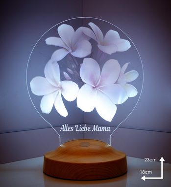 Geschenkelampe LED Nachttischlampe Plumeria Blumen Personalisierte Geschenke für Mama, Leuchte 7 Farben fest integriert, Geschenk für Muttertag, beste Mama der Welt, Mama, Frau, Oma, Mom