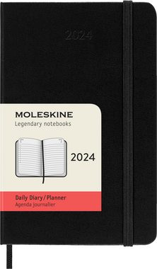 MOLESKINE Buchkalender, 12 Monate Tageskalender 2024, A6, 1 Tag = 1 Seite, Fester Einband