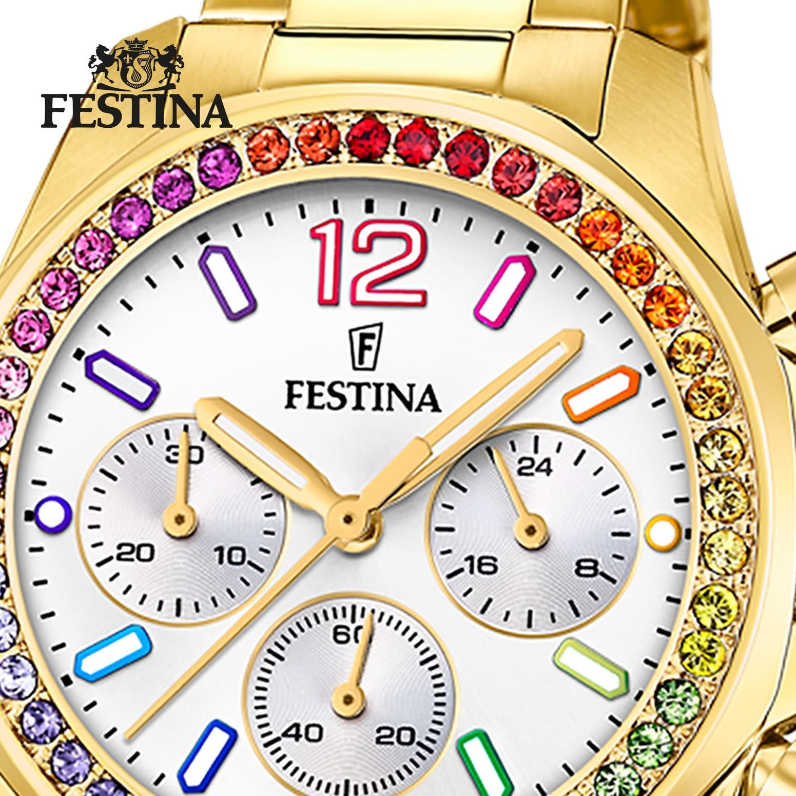 Festina Quarzuhr Festina Damenuhr Edelstahl gold Festina, (Analoguhr), Damen Armbanduhr rund, Edelstahlarmband gold, Casual
