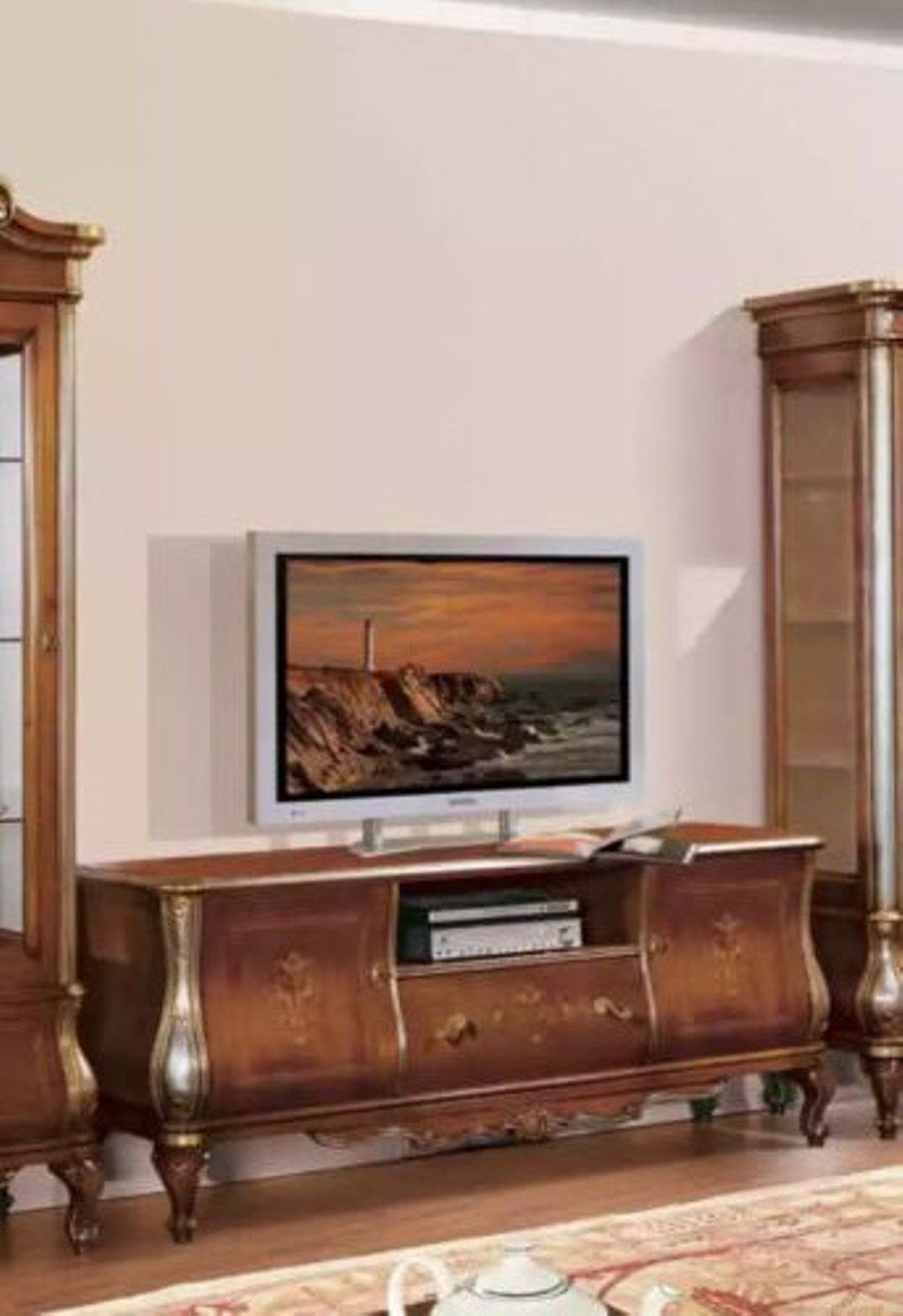 Holz JVmoebel TV-Regal Sideboard TV-Ständer, Italy) (1-tlg., Möbel rtv Made TV-Ständer, in Braunes Wohnzimmer