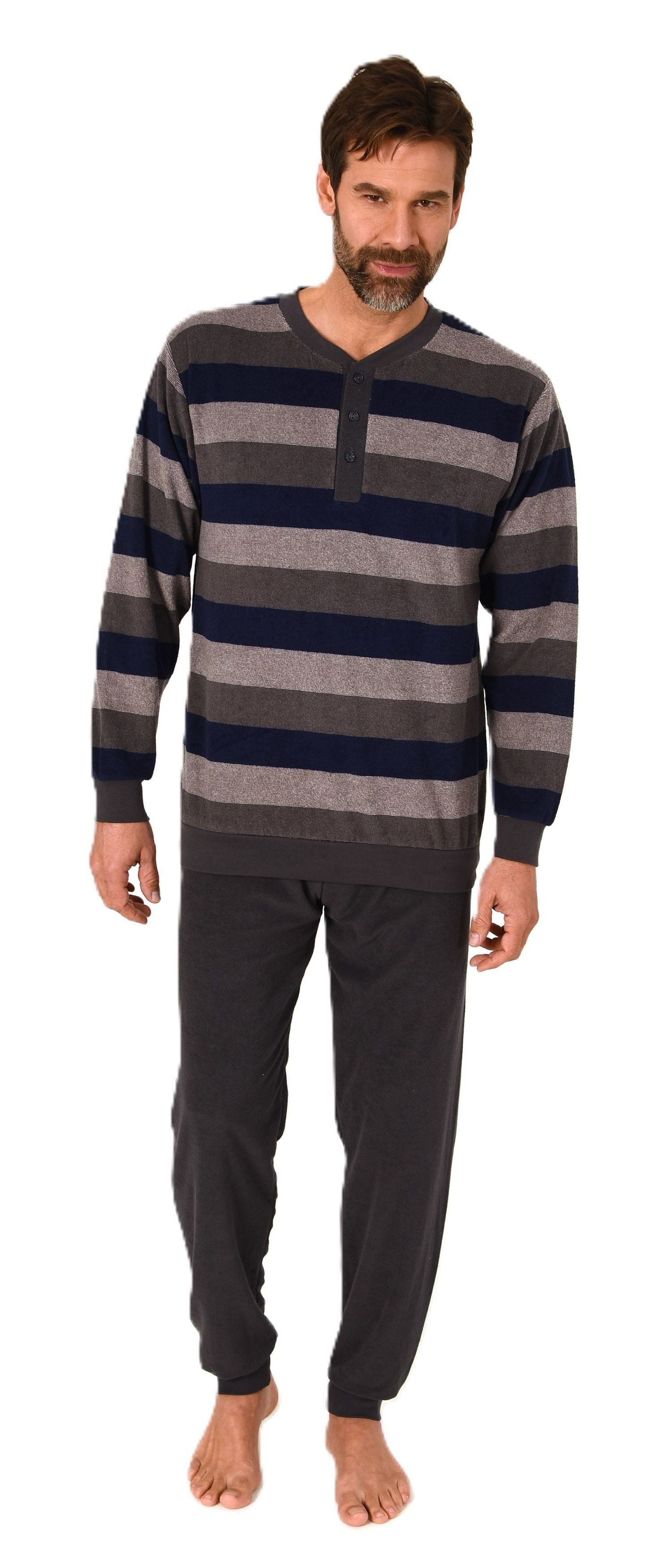 Normann Pyjama Herren Schlafanzug langarm in Frottee Qualität – auch in Übe günstig online kaufen