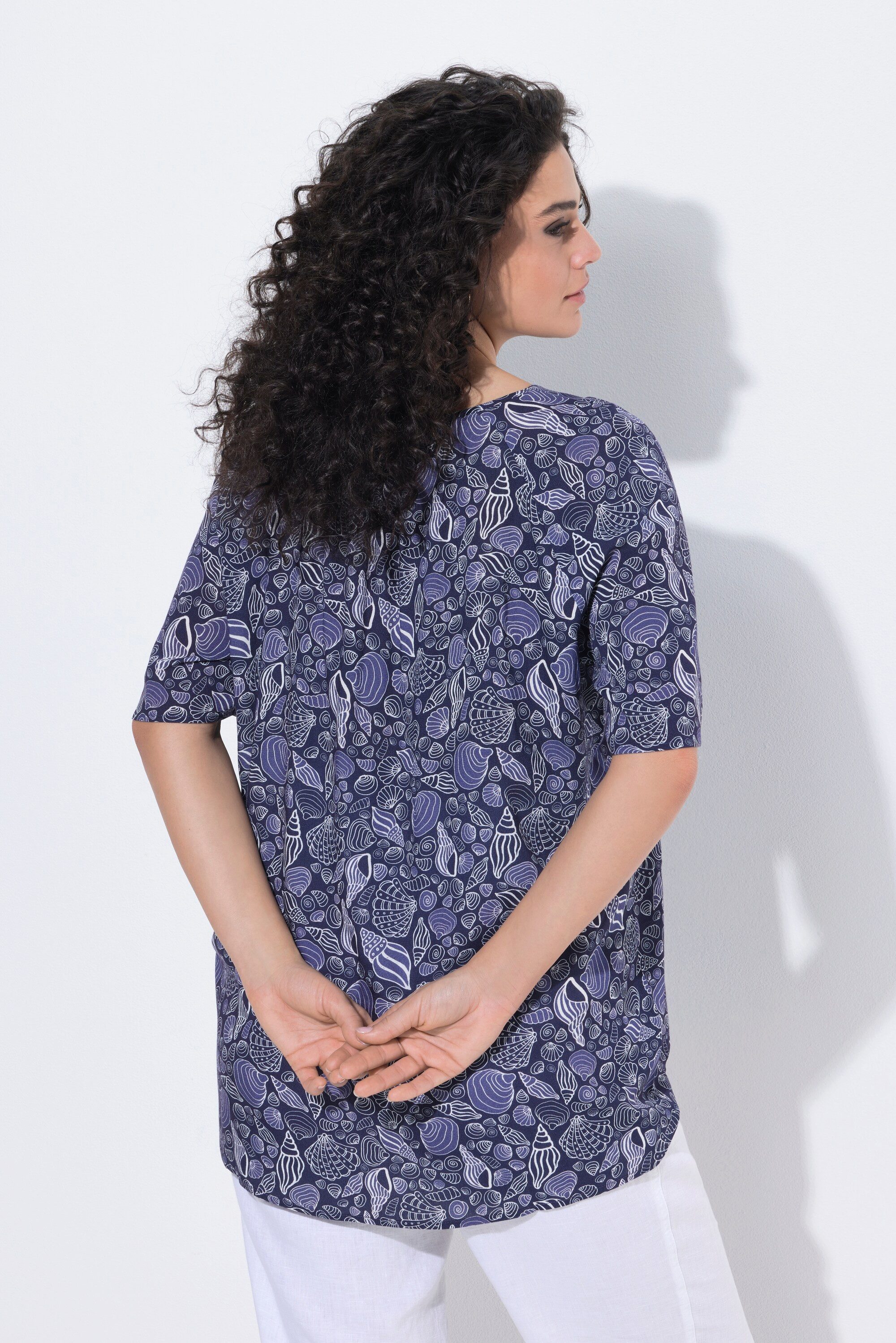 Ulla Popken Tunika Tunika Muscheln A-Linie Tunika-Ausschnitt Halbarm