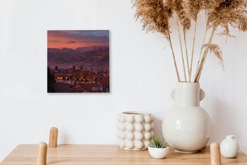 OneMillionCanvasses® Leinwandbild Sonnenuntergang in der Stadt Cuzco in Peru, (1 St), Leinwand Bilder für Wohnzimmer Schlafzimmer