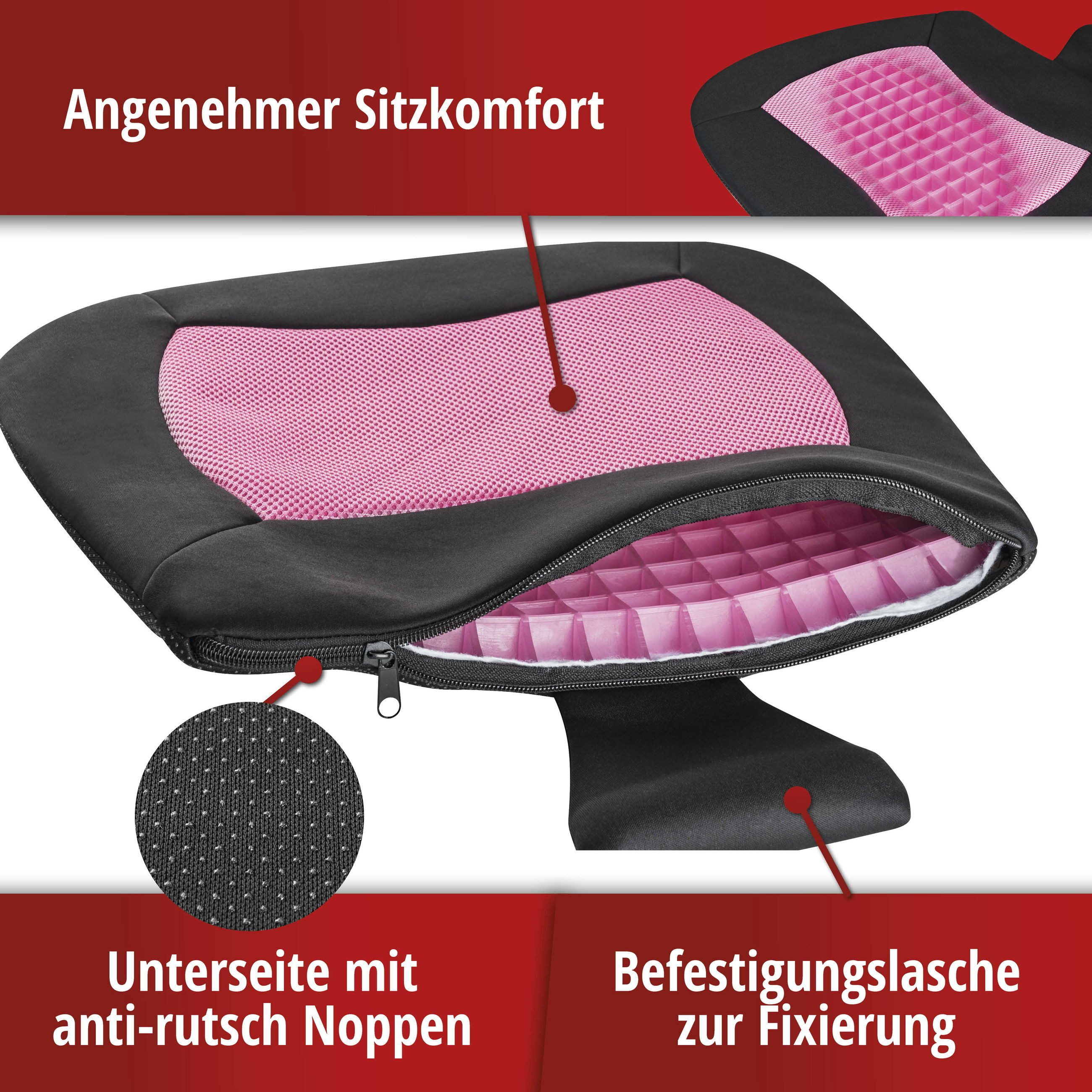 WALSER Reisekissen Sitzkissen Cool Touch schwarz-pink, 1 Stück, 1-tlg.