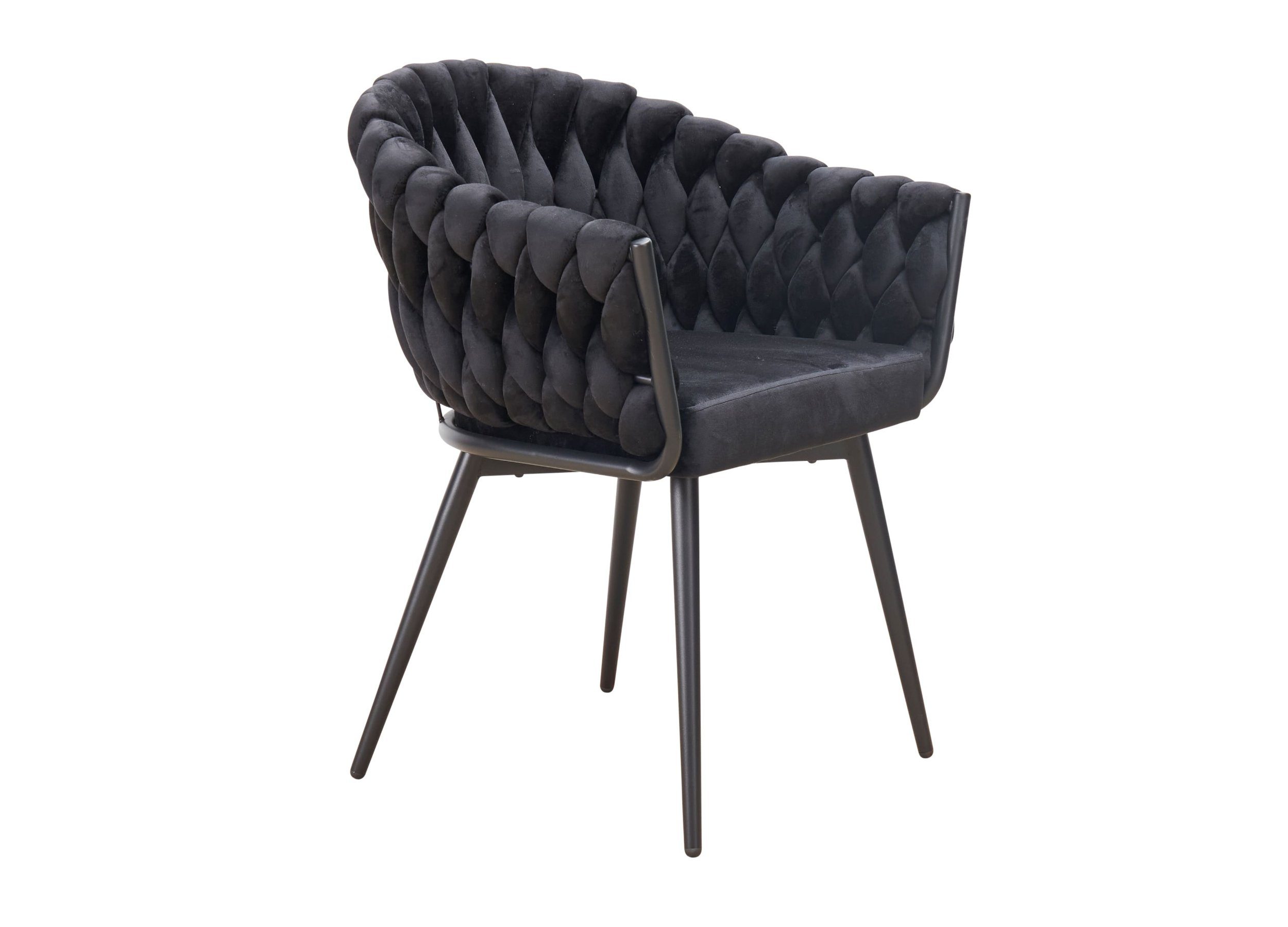 LC Home Esszimmerstuhl »Remy« Flechtoptik Samt schwarz Armlehnstuhl Designe günstig online kaufen