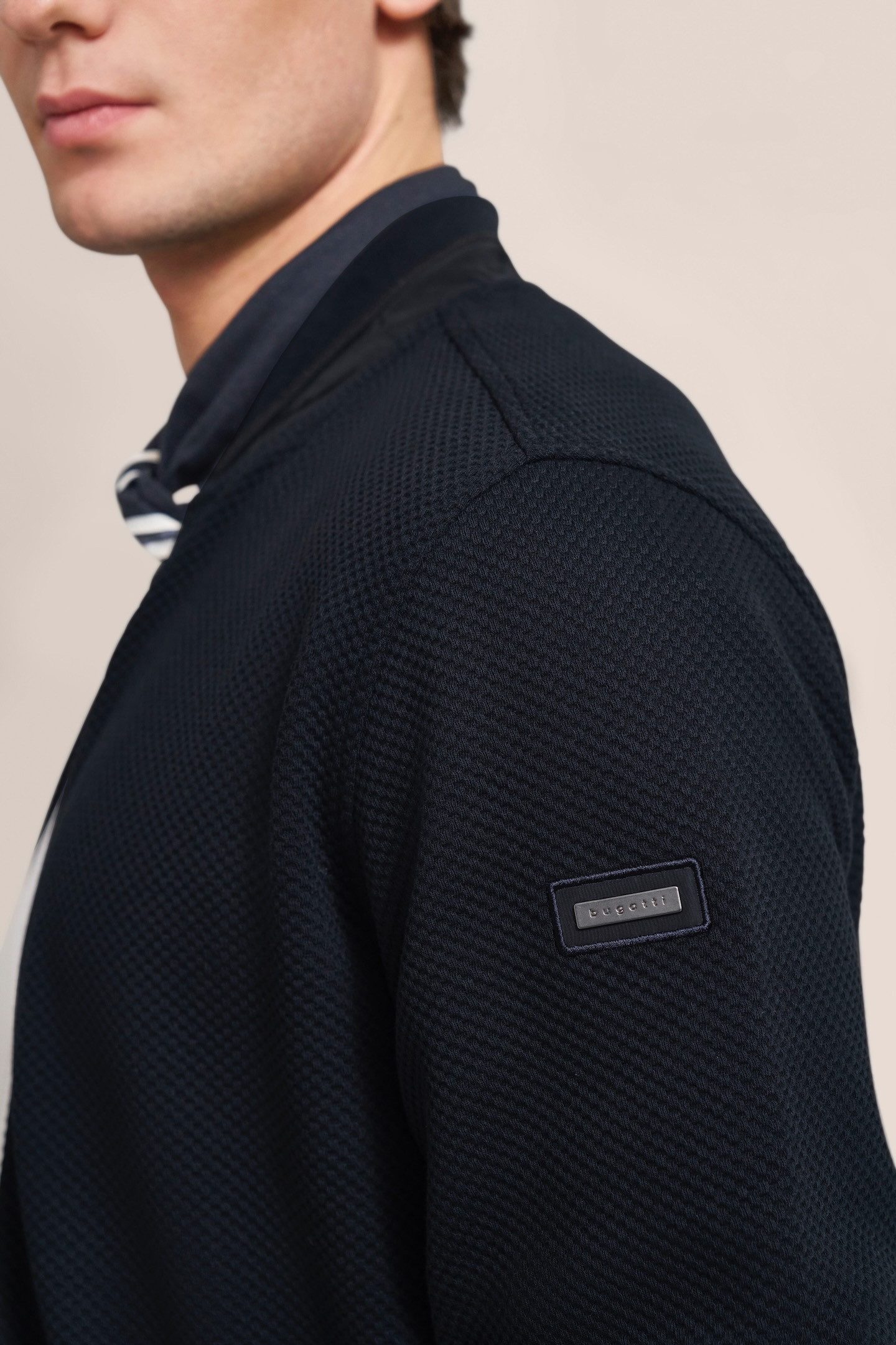 bugatti Sweatjacke mit Collegekragen