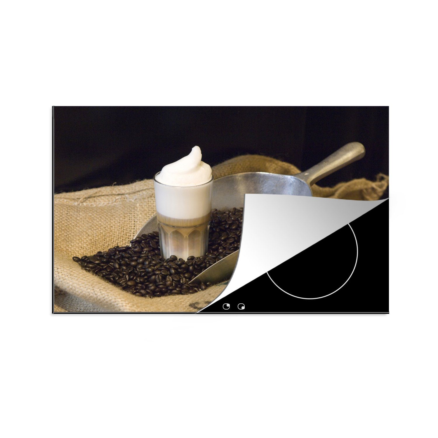 MuchoWow Herdblende-/Abdeckplatte Latte 81x52 Ceranfeldabdeckung Induktionskochfeld Bohnenkaffee, tlg), die für küche, Schutz cm, mit Vinyl, (1 macchiato